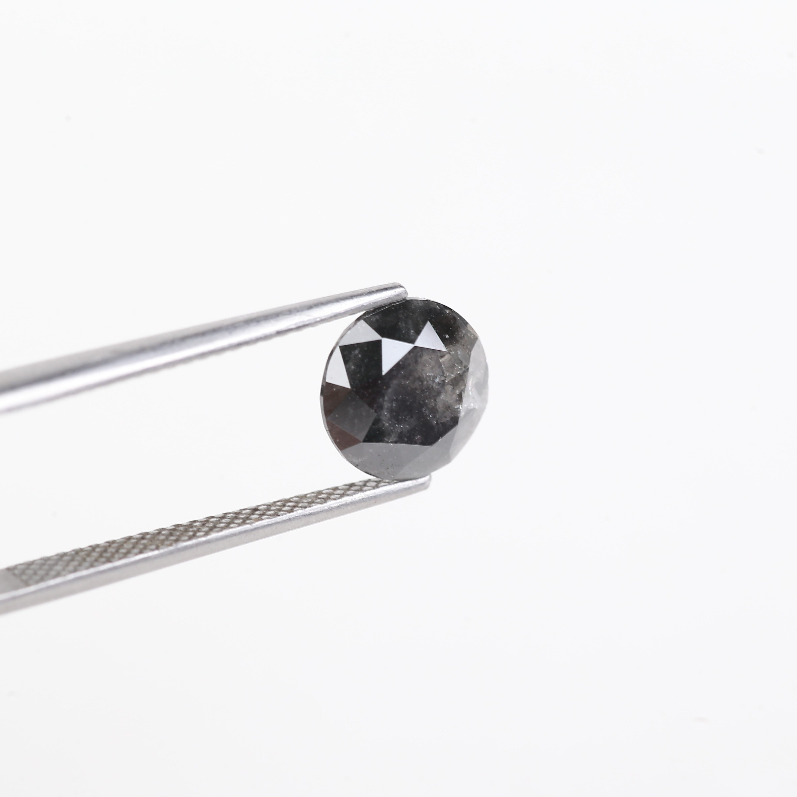 2.65 Carat Natural Fancy Black Round Salt And Pepper Diamond 8.90 MM