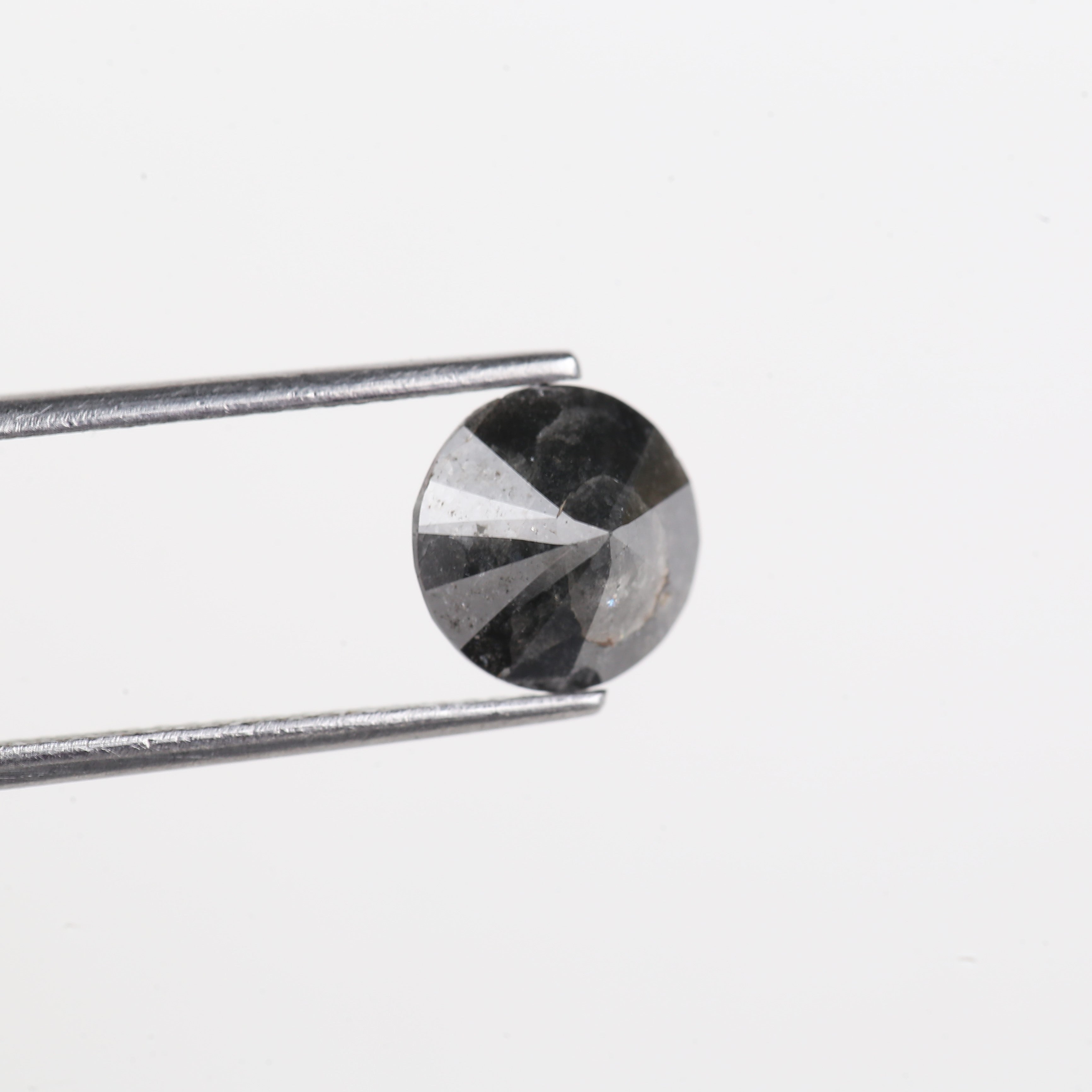 2.65 Carat Natural Fancy Black Round Salt And Pepper Diamond 8.90 MM