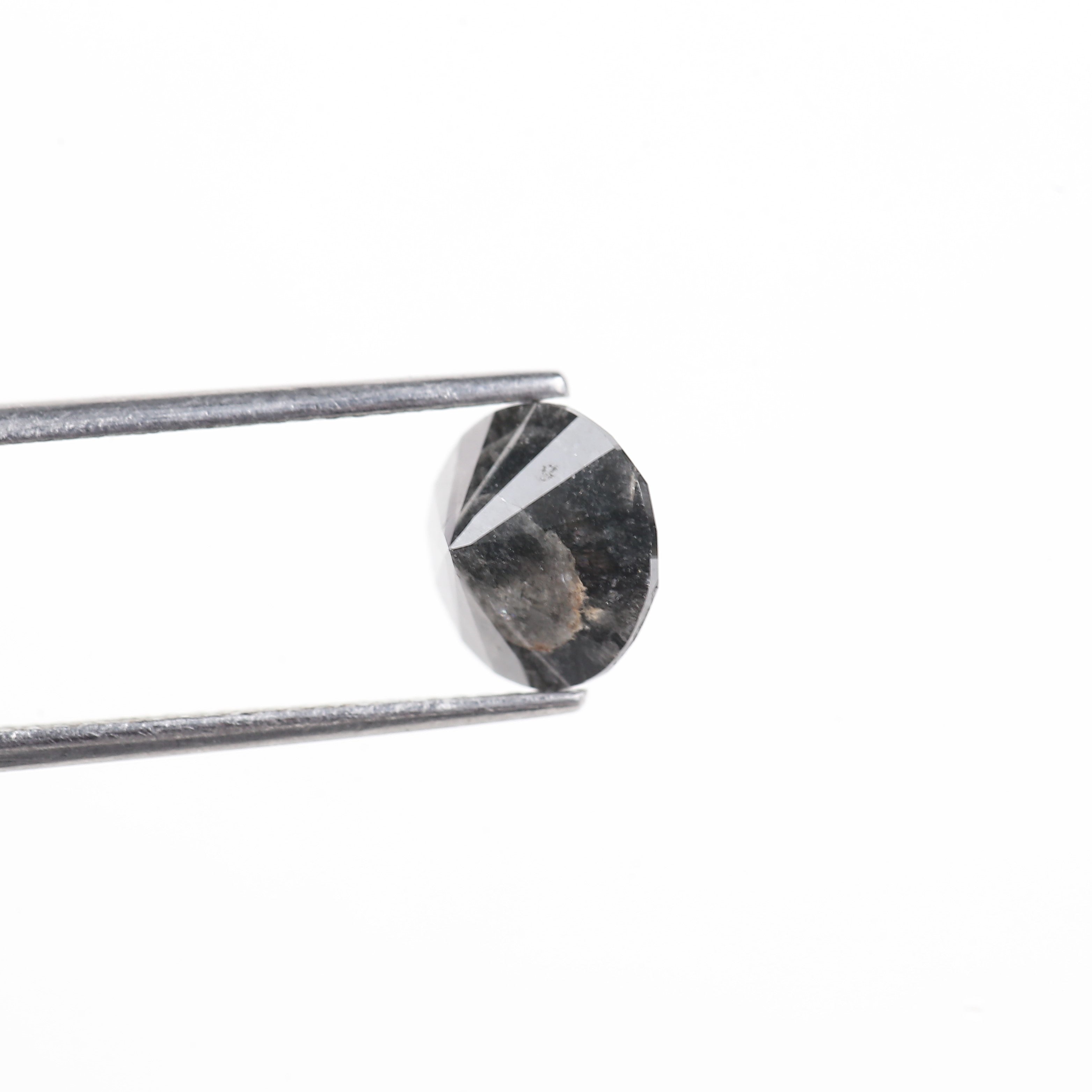 2.65 Carat Natural Fancy Black Round Salt And Pepper Diamond 8.90 MM