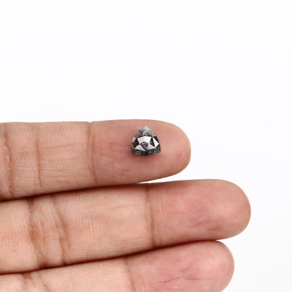 1.75 Carat 7.9 MM Natural Gray Trillion Cut Salt and Pepper Diamond - Blackdiamond