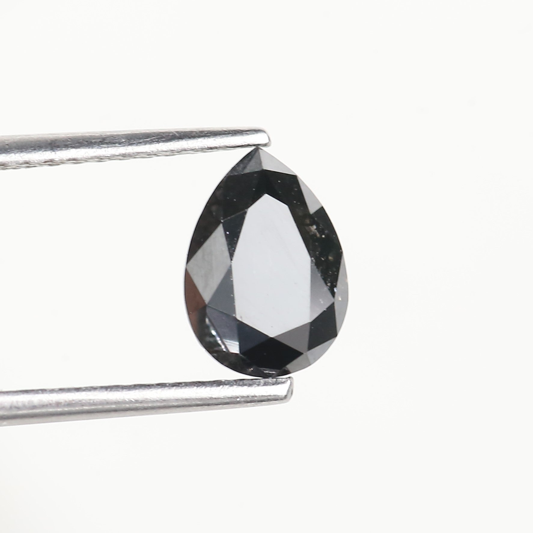 1.25 Carat Pear Cut Black Natural Loose Diamond 7.9 MM