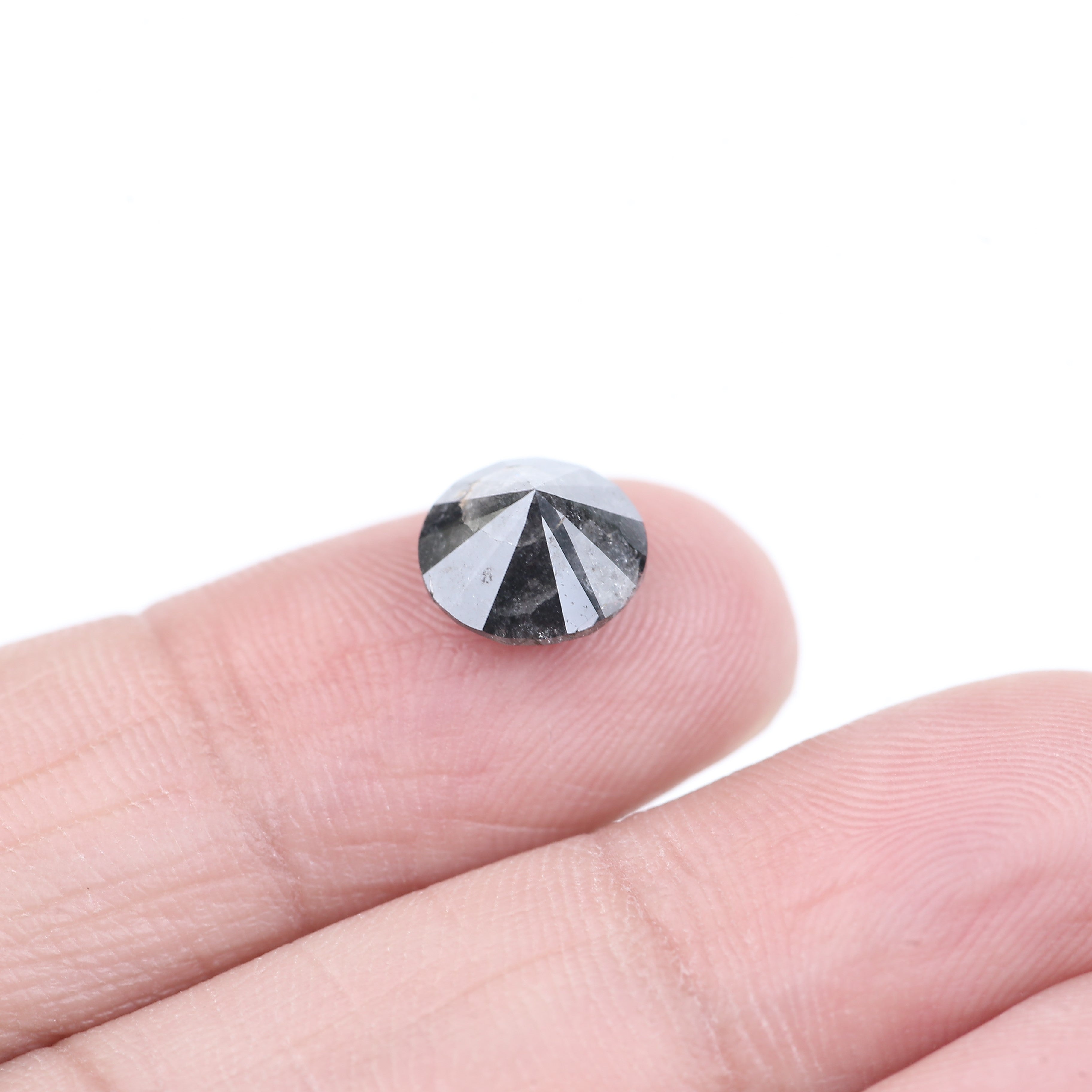 2.65 Carat Natural Fancy Black Round Salt And Pepper Diamond 8.90 MM
