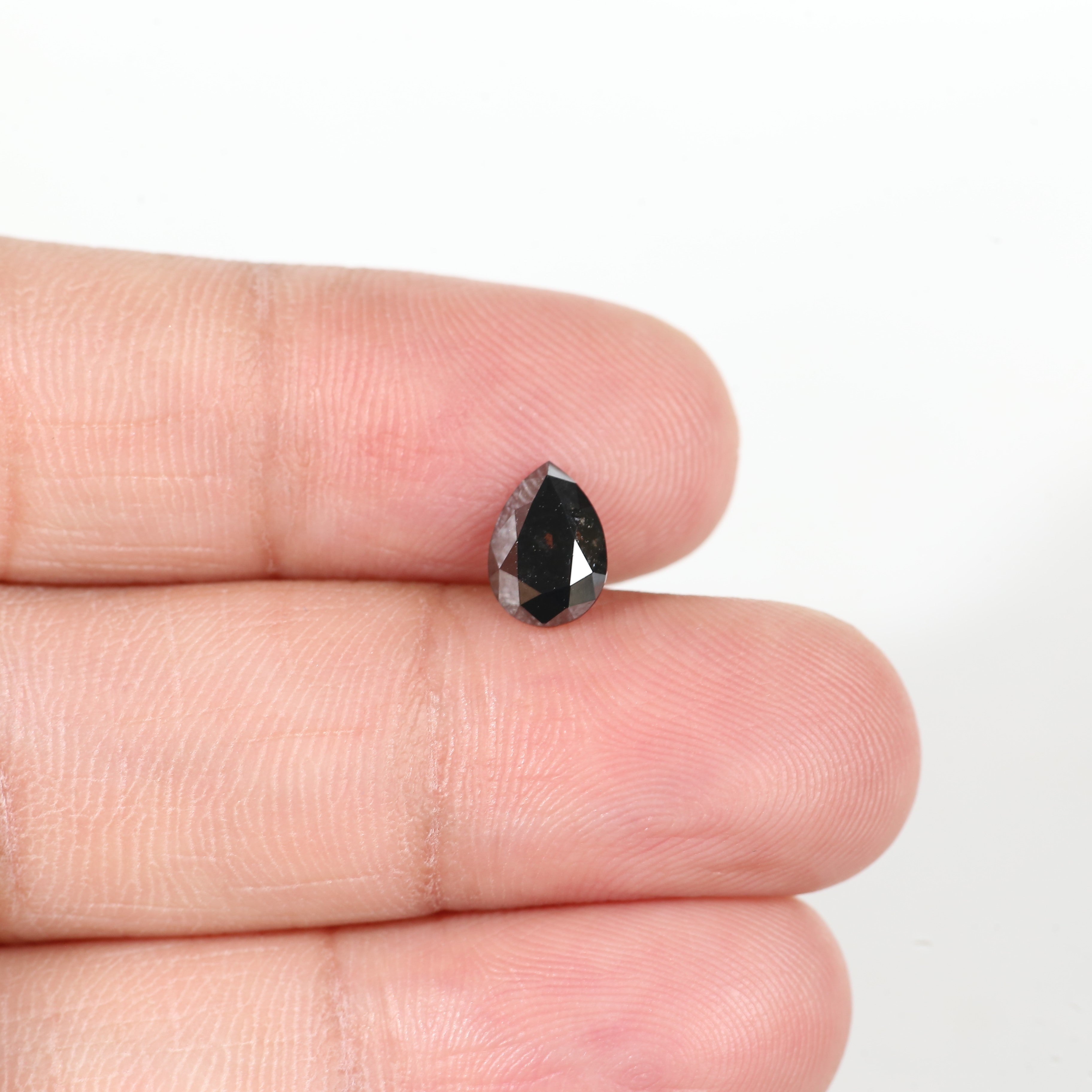 1.25 Carat Pear Cut Black Natural Loose Diamond 7.9 MM