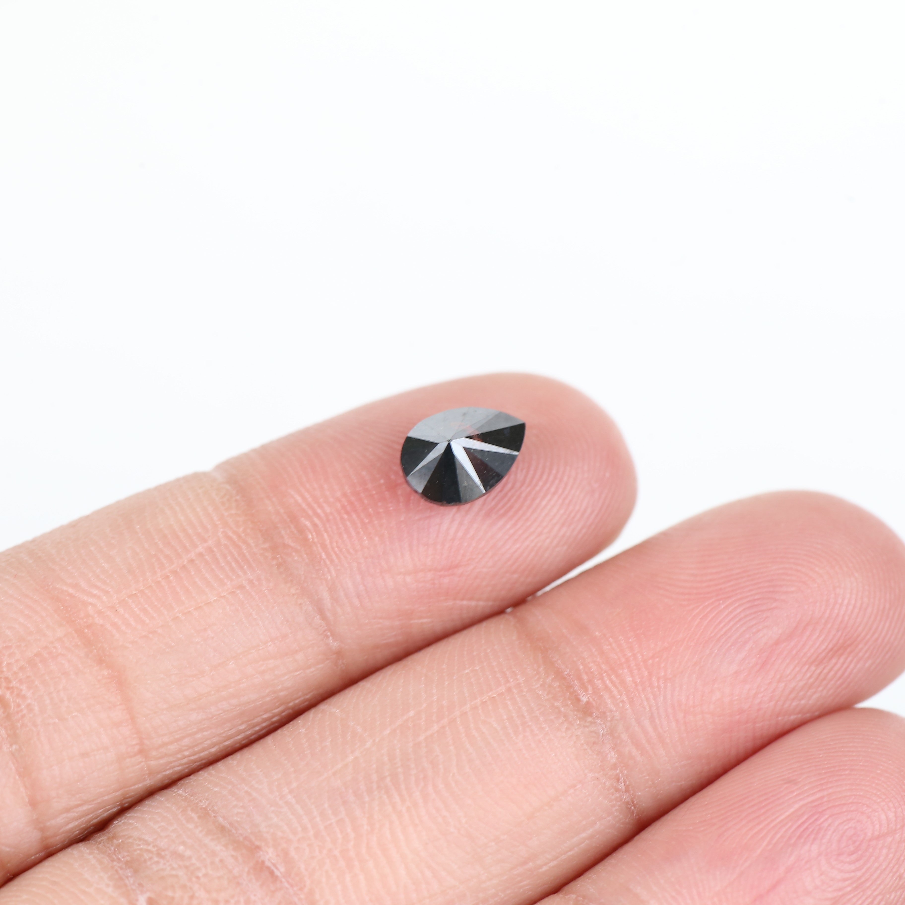 1.25 Carat Pear Cut Black Natural Loose Diamond 7.9 MM