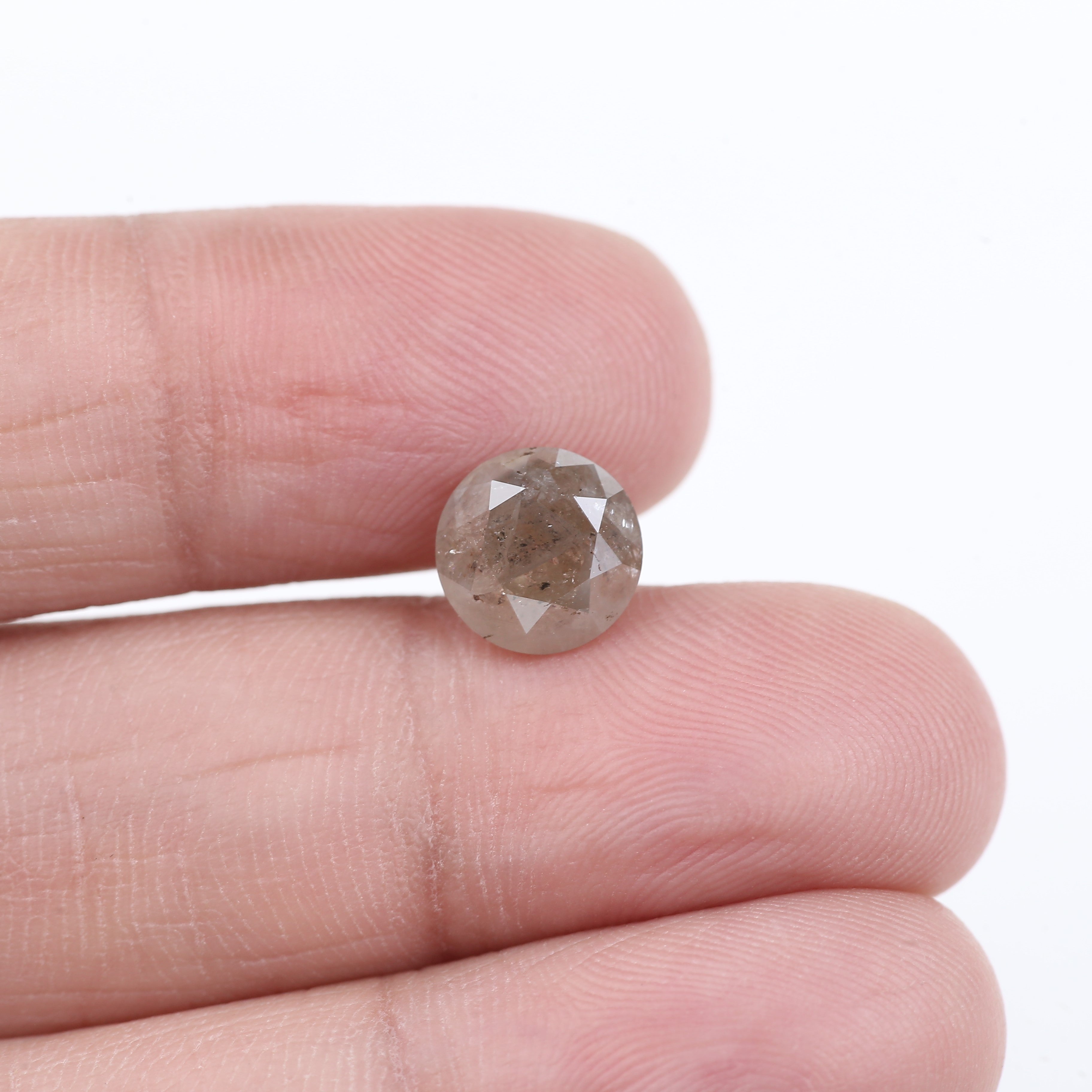 2.83 Carat Natural Grey Brown Round Salt And Pepper Diamond 8.20 MM