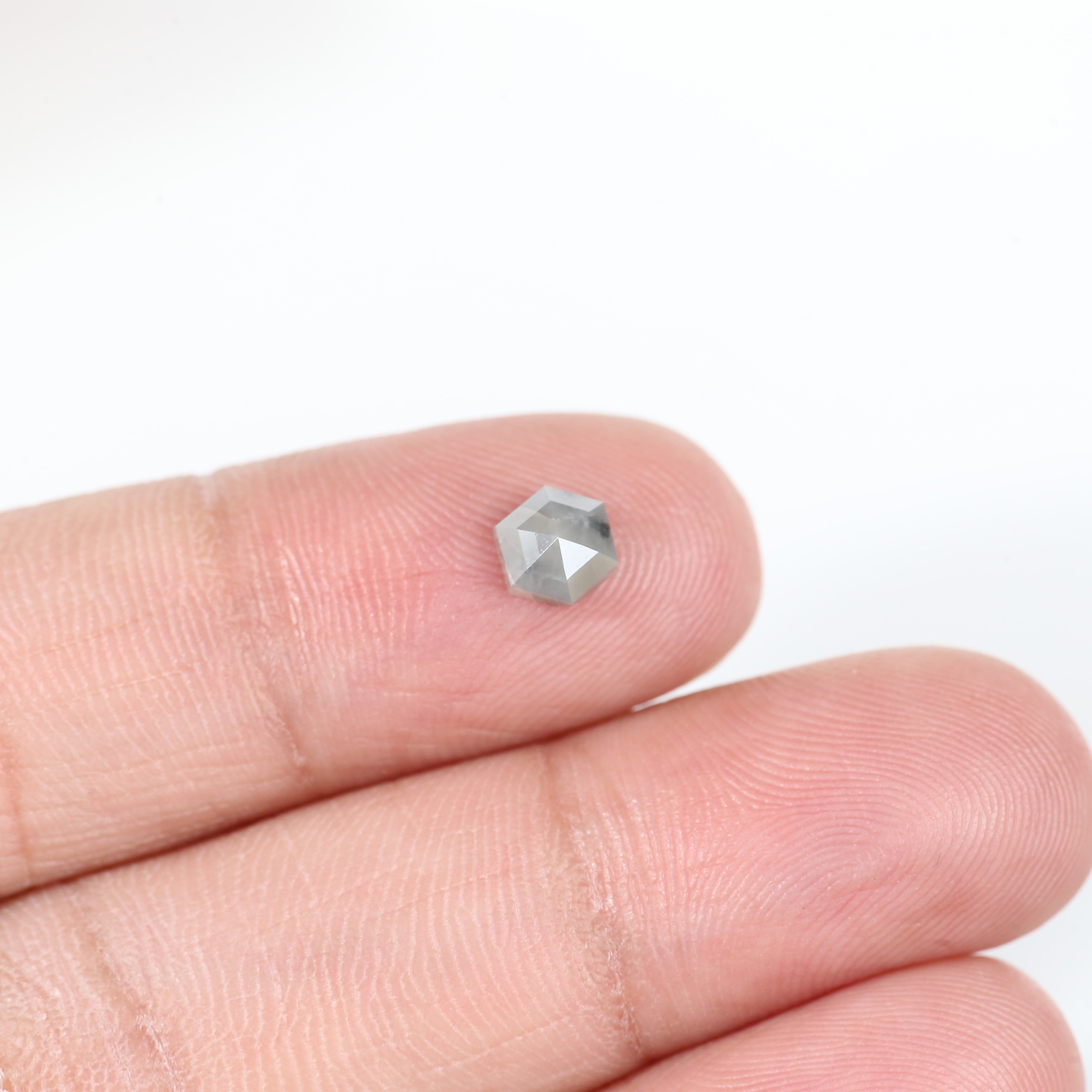 0.63 Carat Natural Grey Hexagon Salt and Pepper Diamond 5.5 MM