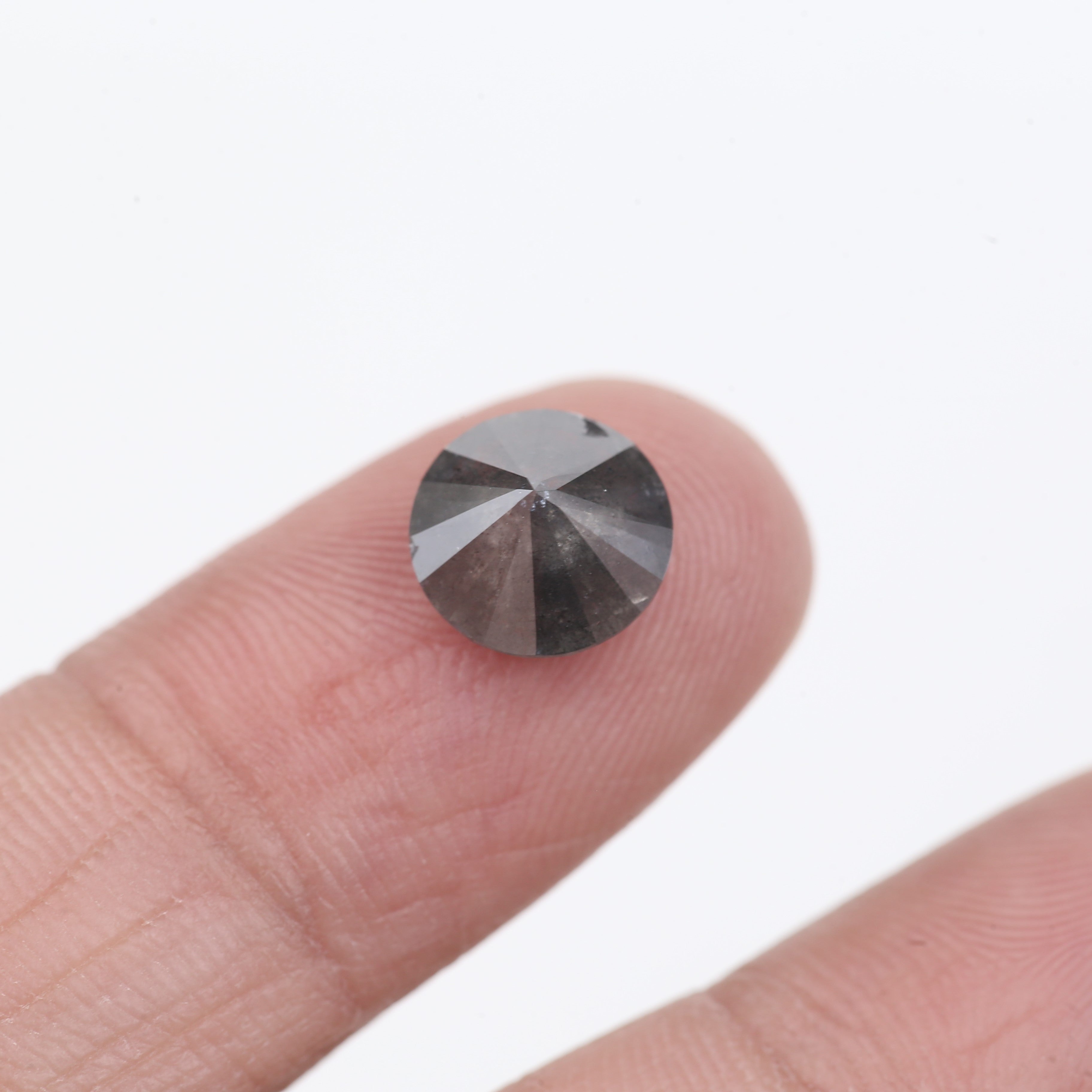 2.22 Carat Natural Grey Round Loose Salt And Pepper Diamond 8.30 MM