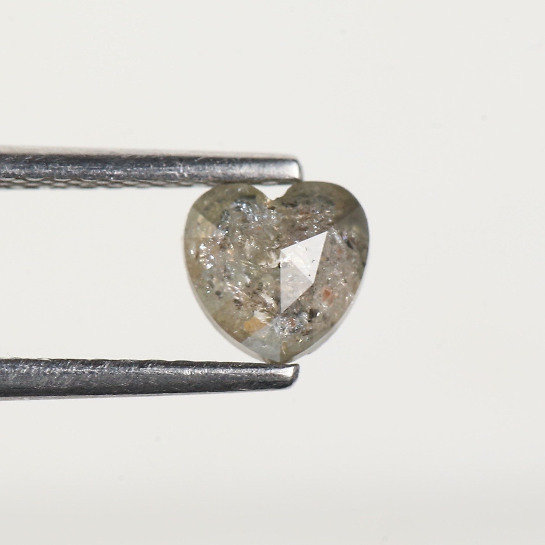 0.54 Carat Heart Shaped Grey Salt and Pepper Diamond 5.4 MM