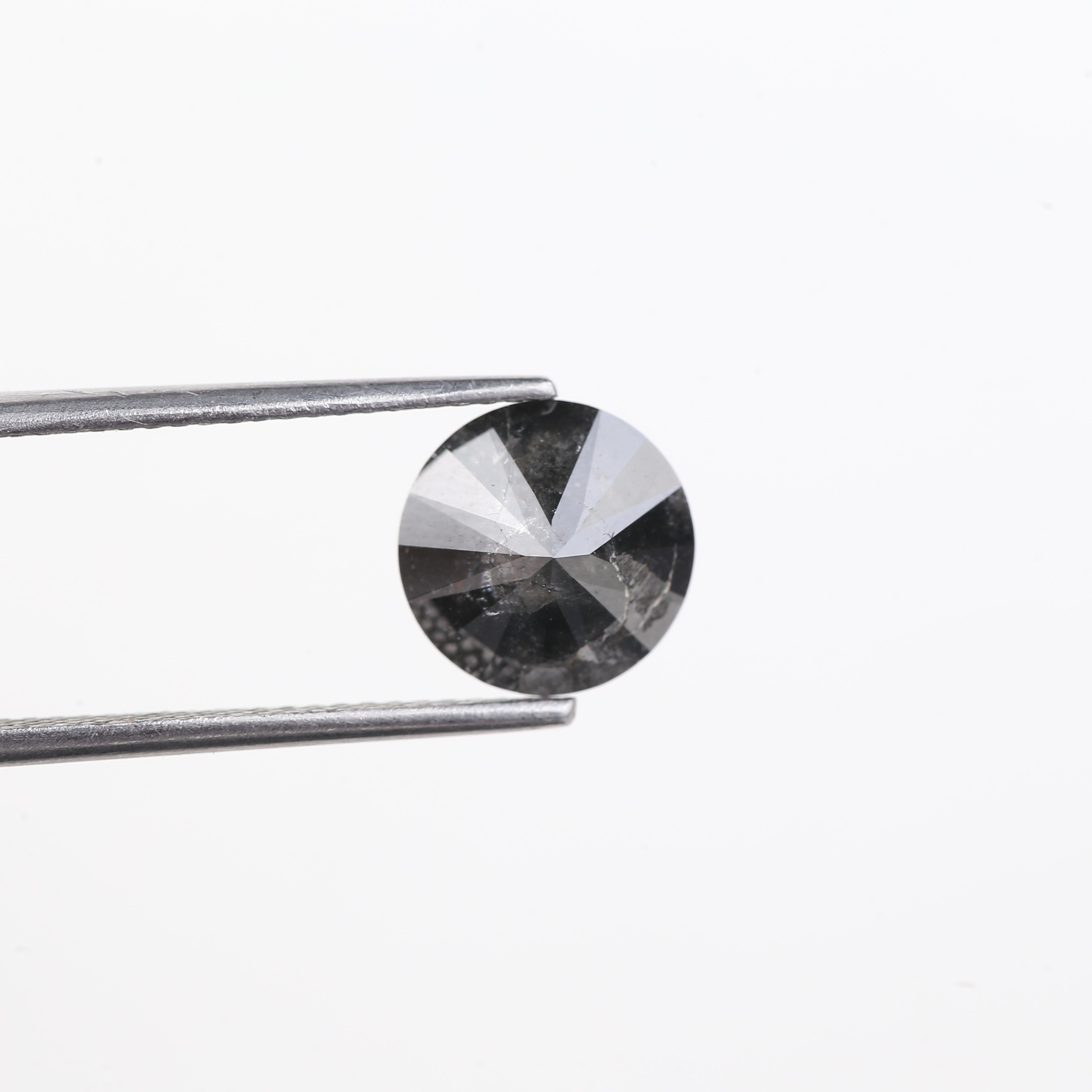 2.59 Carat Natural Black Round Salt And Pepper Diamond 8.80 MM