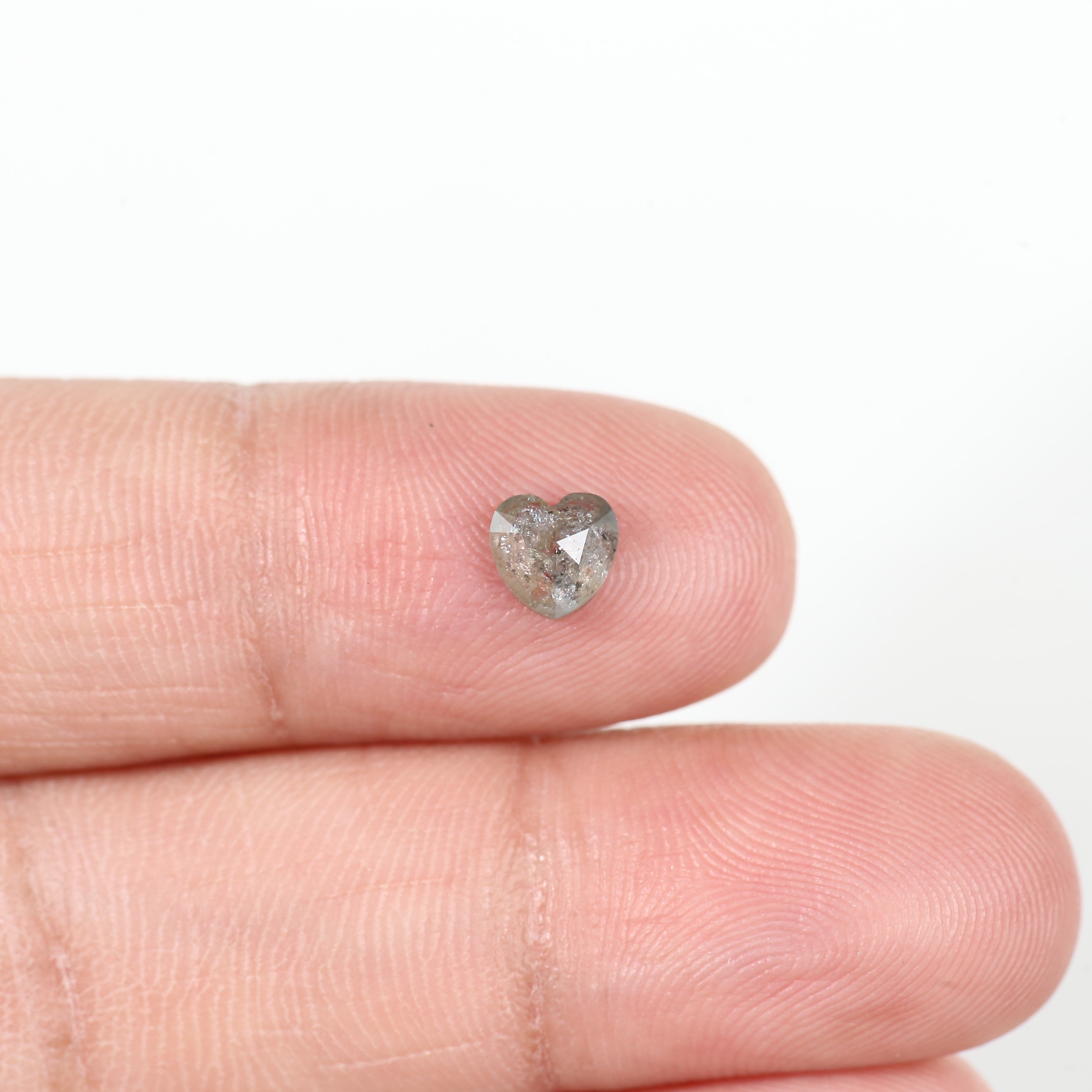 0.54 Carat Heart Shaped Grey Salt and Pepper Diamond 5.4 MM