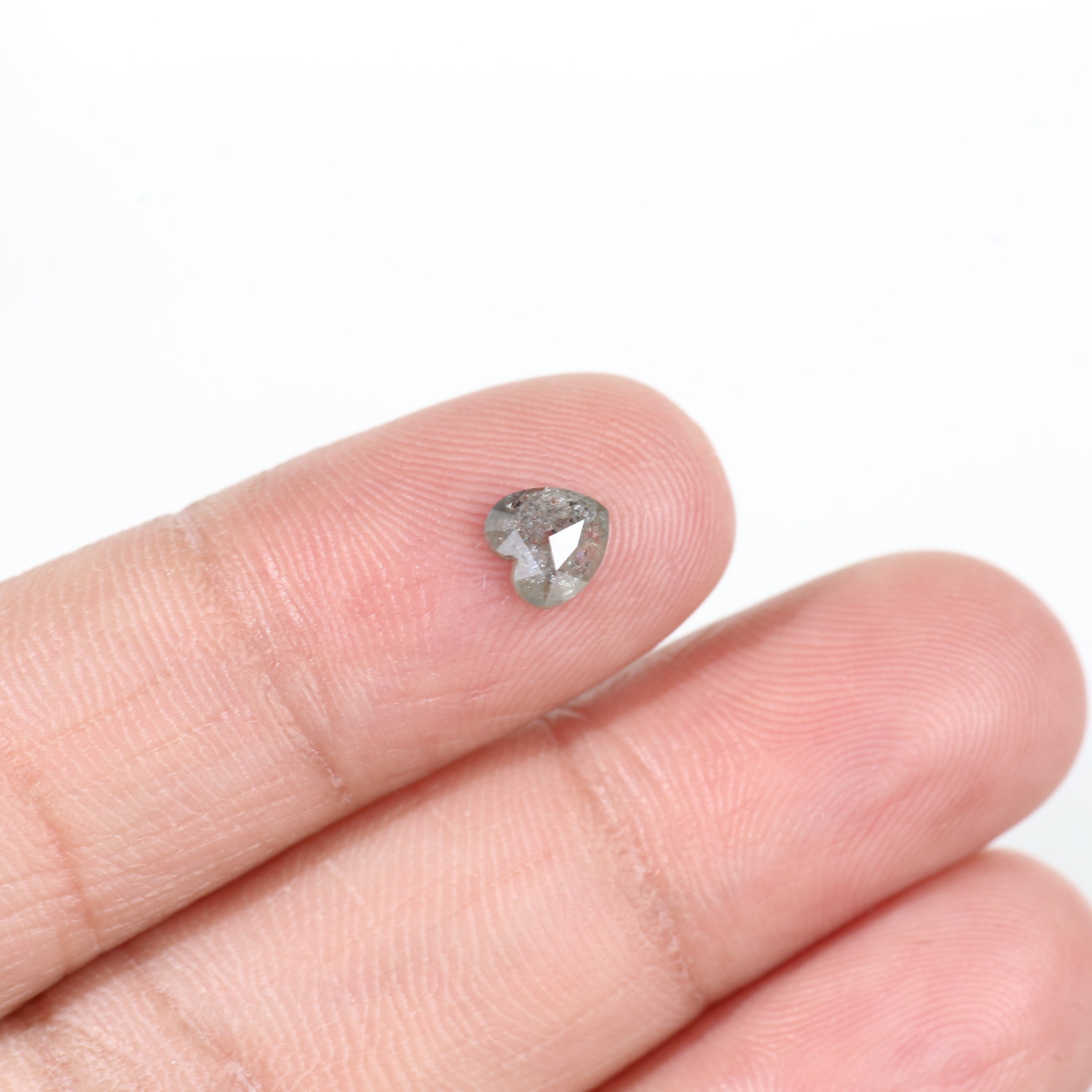 0.54 Carat Heart Shaped Grey Salt and Pepper Diamond 5.4 MM