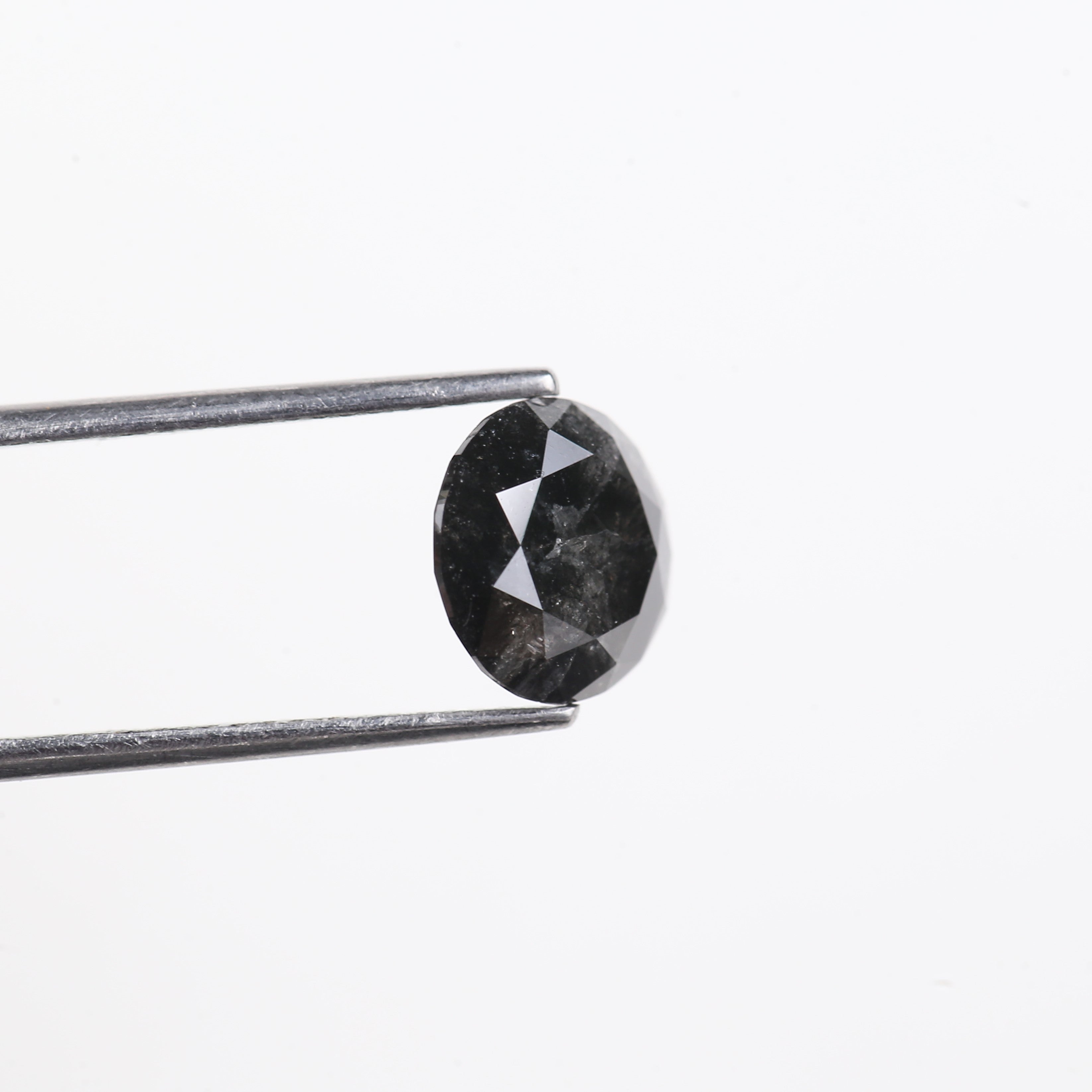 2.59 Carat Natural Black Round Salt And Pepper Diamond 8.80 MM