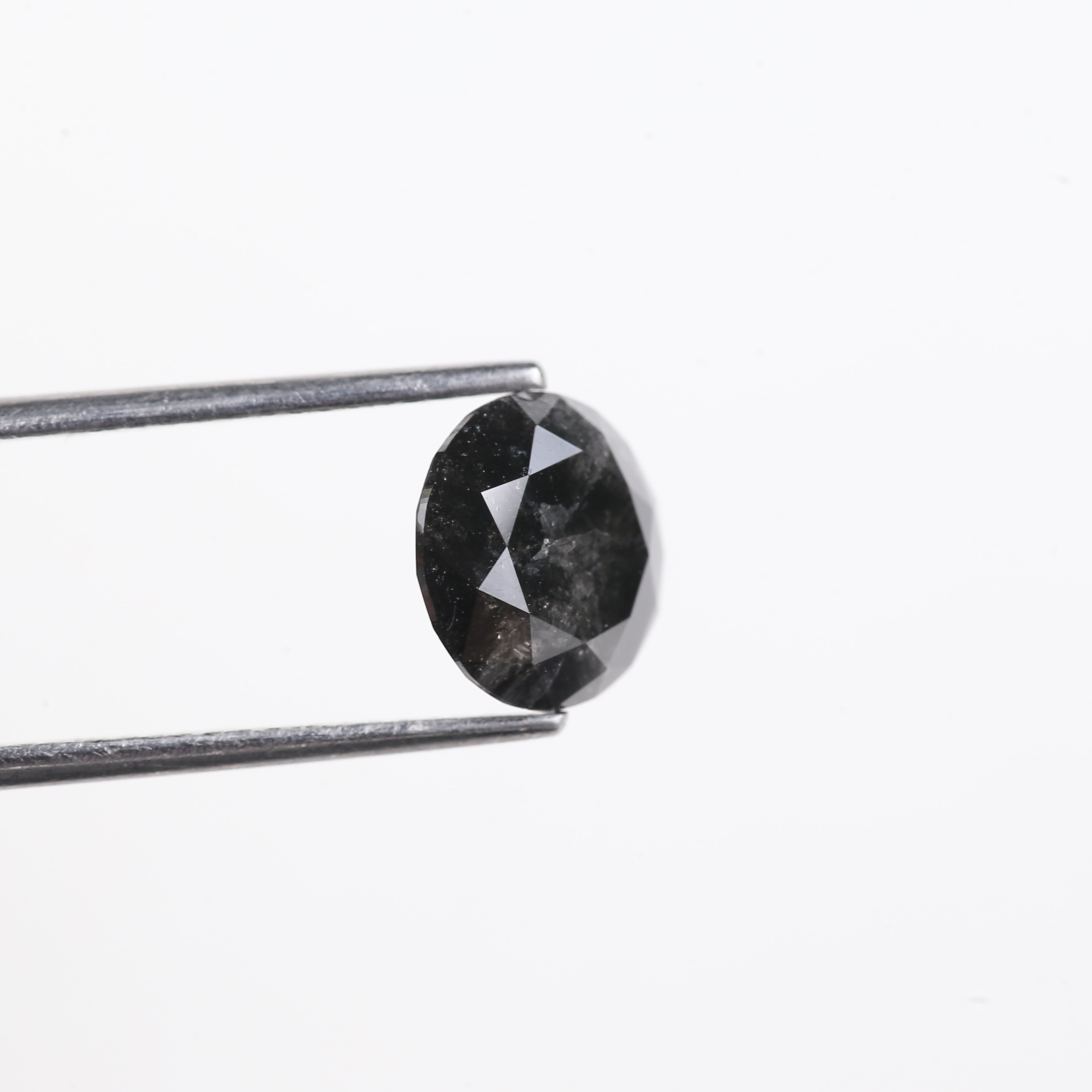 2.59 Carat Natural Black Round Salt And Pepper Diamond 8.80 MM