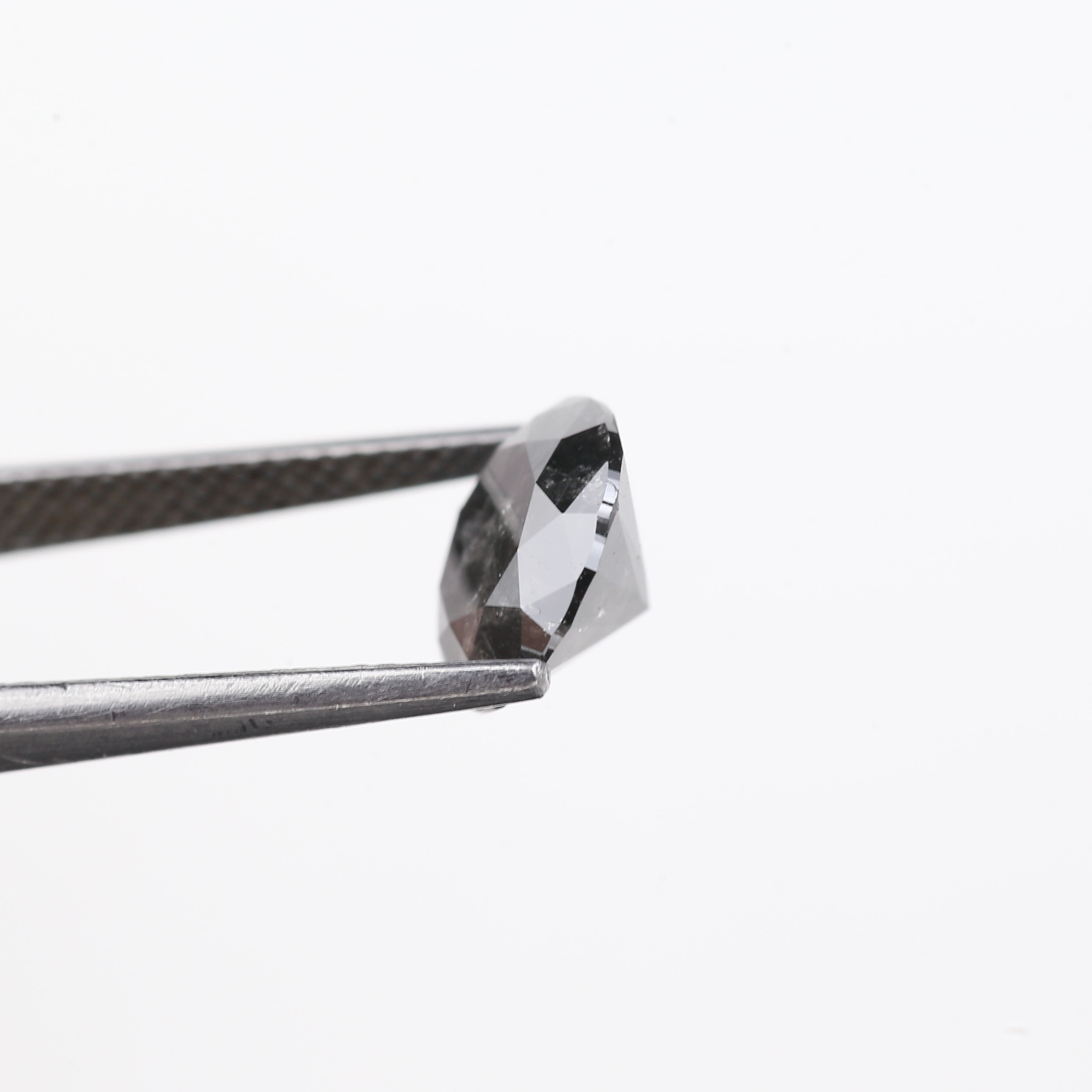 2.59 Carat Natural Black Round Salt And Pepper Diamond 8.80 MM