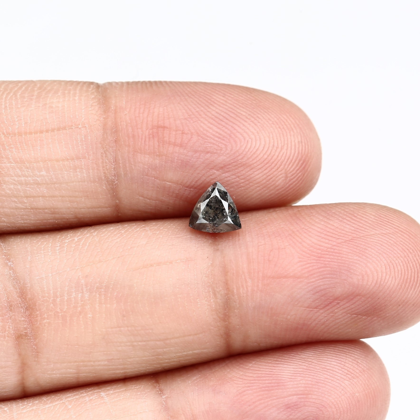 0.76 Carat 5.2 MM Natural Gray Trillion Cut Salt and Pepper Diamond - Blackdiamond