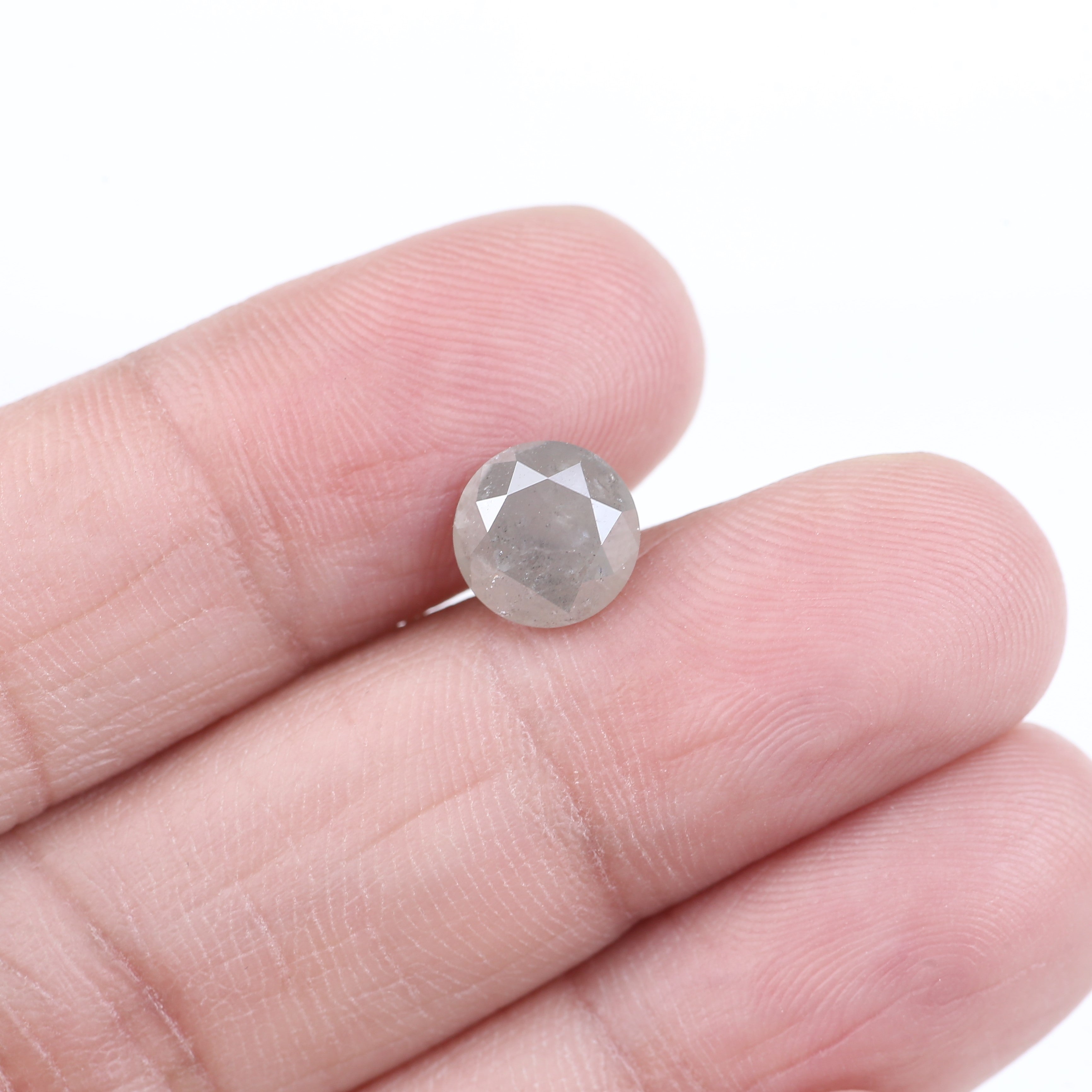 2.50 Carat Salt And Pepper Diamond Natural Grey Round Cut Loose 7.85 MM