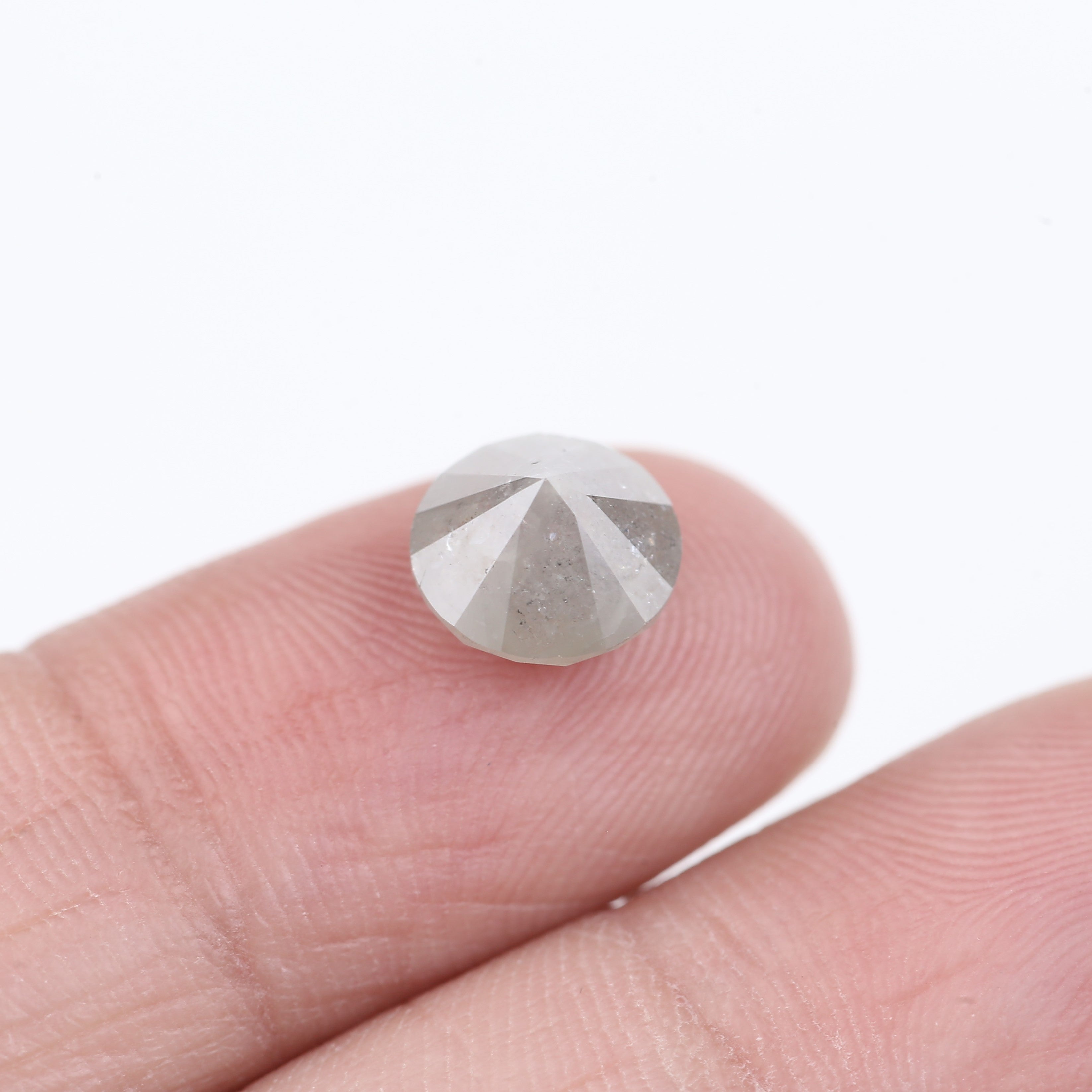 2.50 Carat Salt And Pepper Diamond Natural Grey Round Cut Loose 7.85 MM