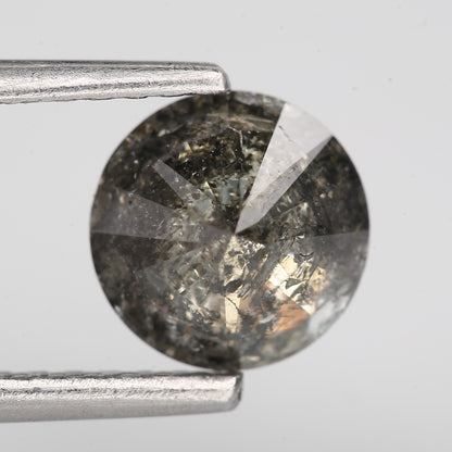 1.03 Carat Natural Fancy Black Round Salt and Pepper Diamond 6.3 MM - Blackdiamond