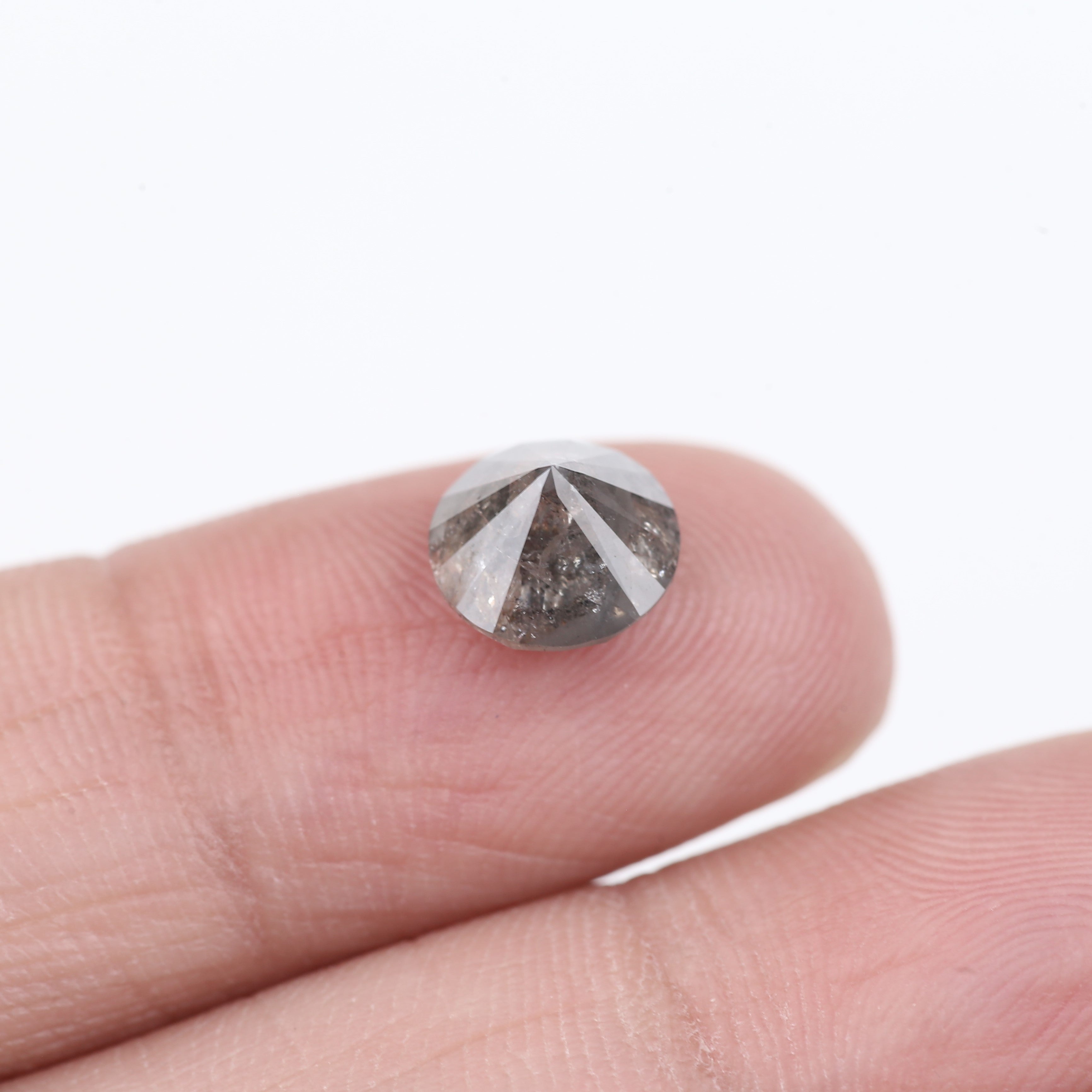 2 Carat Salt And Pepper Diamond Natural Grey Round Cut Diamond 7.65 MM