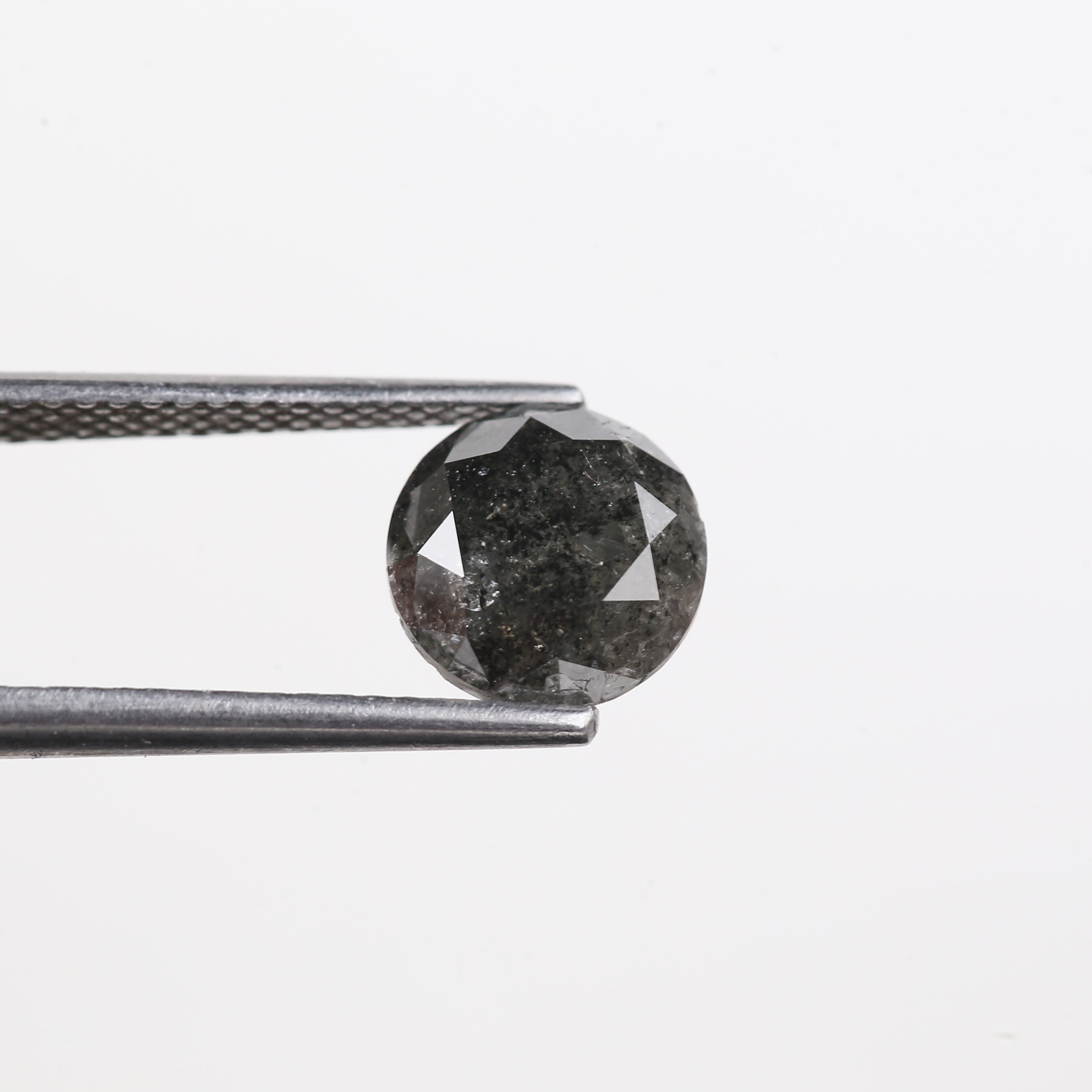 2.20 Carat Natural Salt And Pepper Diamond Black Round Diamond 7.70 MM