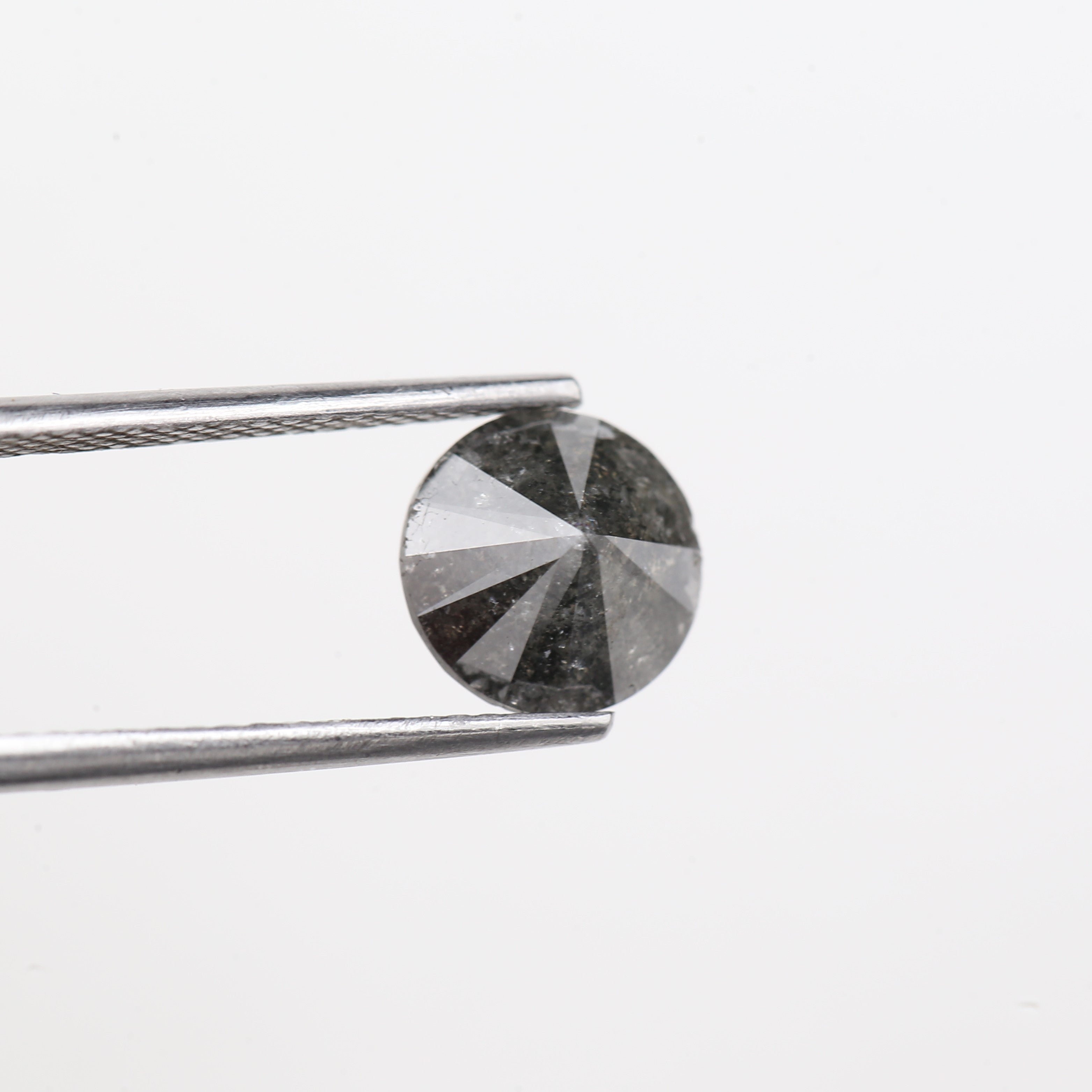 2.20 Carat Natural Salt And Pepper Diamond Black Round Diamond 7.70 MM