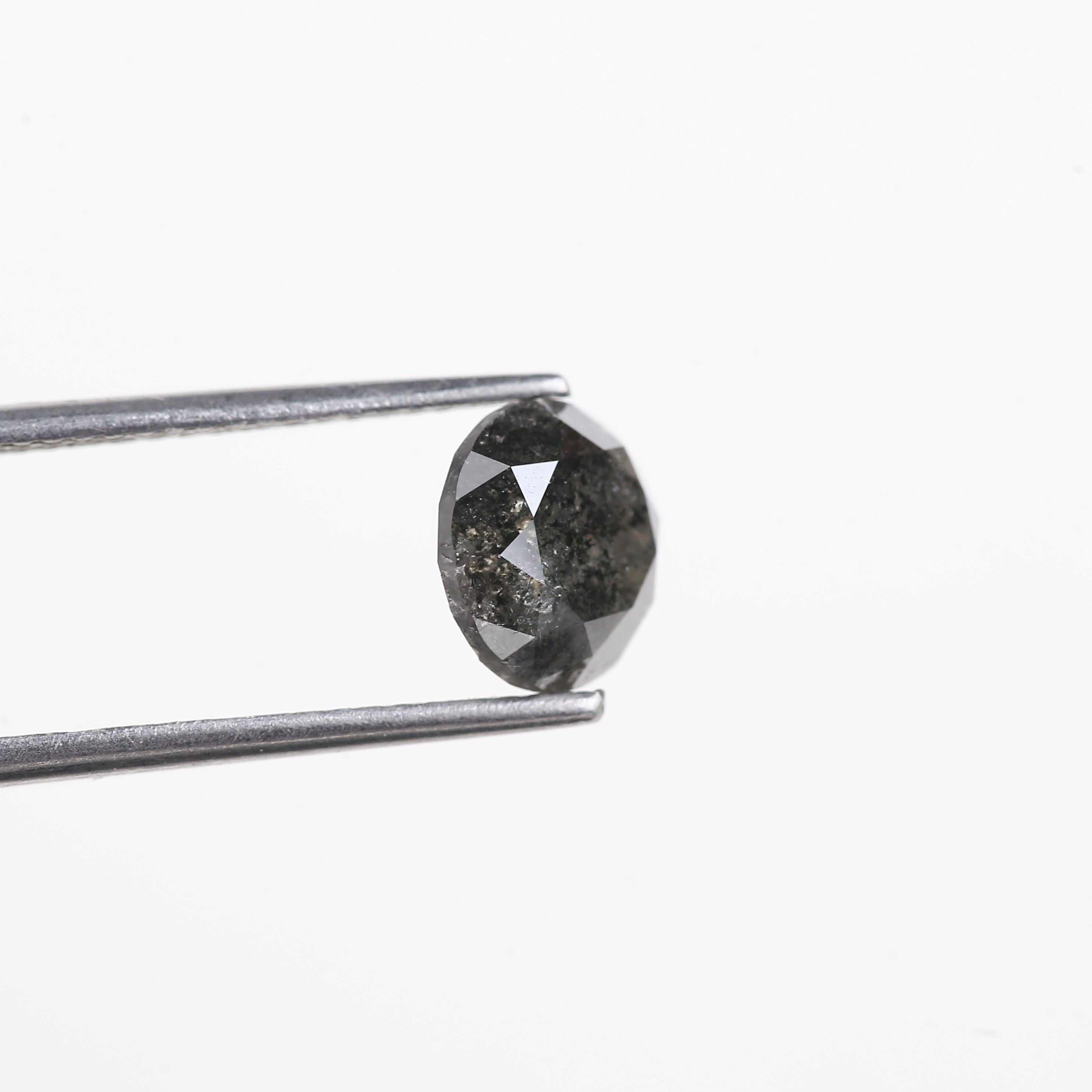 2.20 Carat Natural Salt And Pepper Diamond Black Round Diamond 7.70 MM