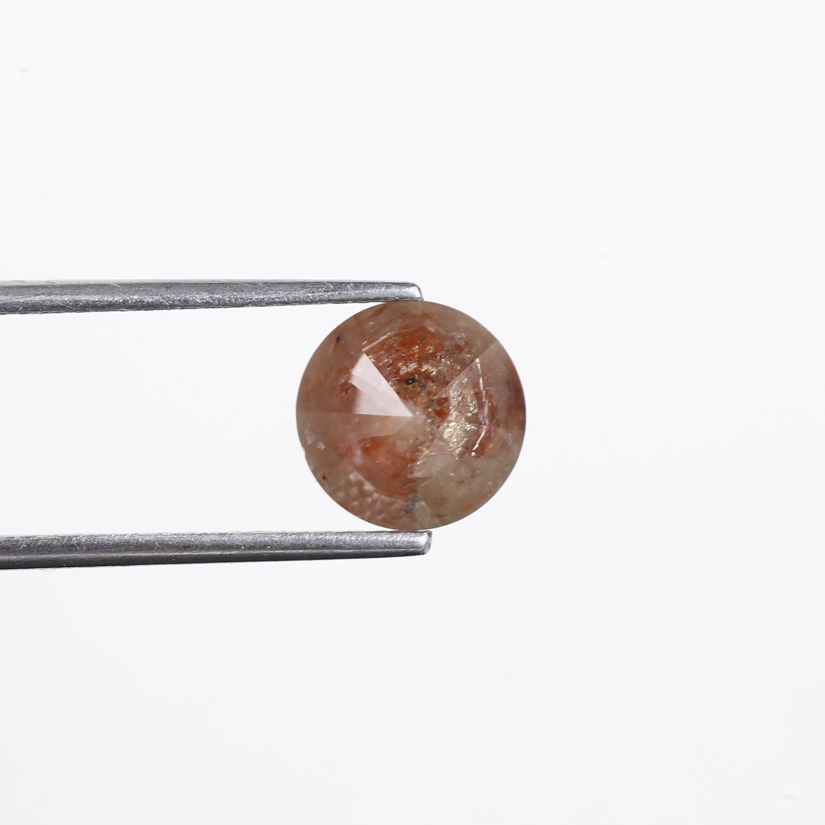 2.54 Carat Natural Salt And Pepper Diamond Orange Round Cut Diamond 8.20 MM