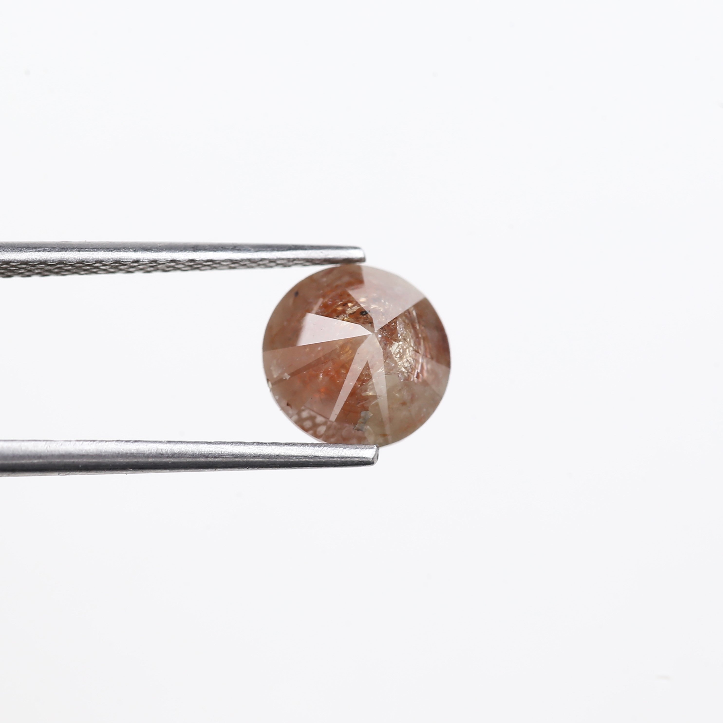 2.54 Carat Natural Salt And Pepper Diamond Orange Round Cut Diamond 8.20 MM