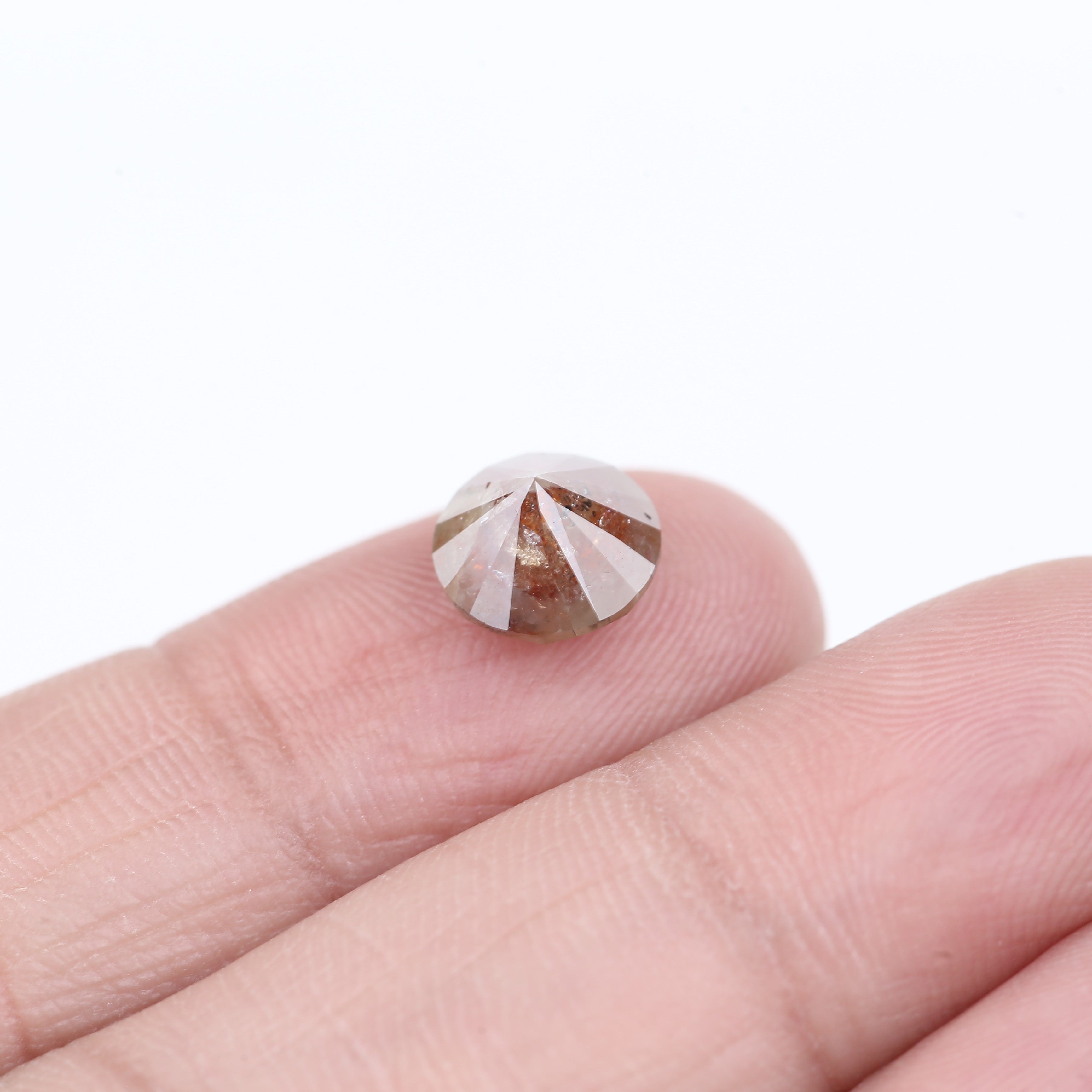 2.54 Carat Natural Salt And Pepper Diamond Orange Round Cut Diamond 8.20 MM