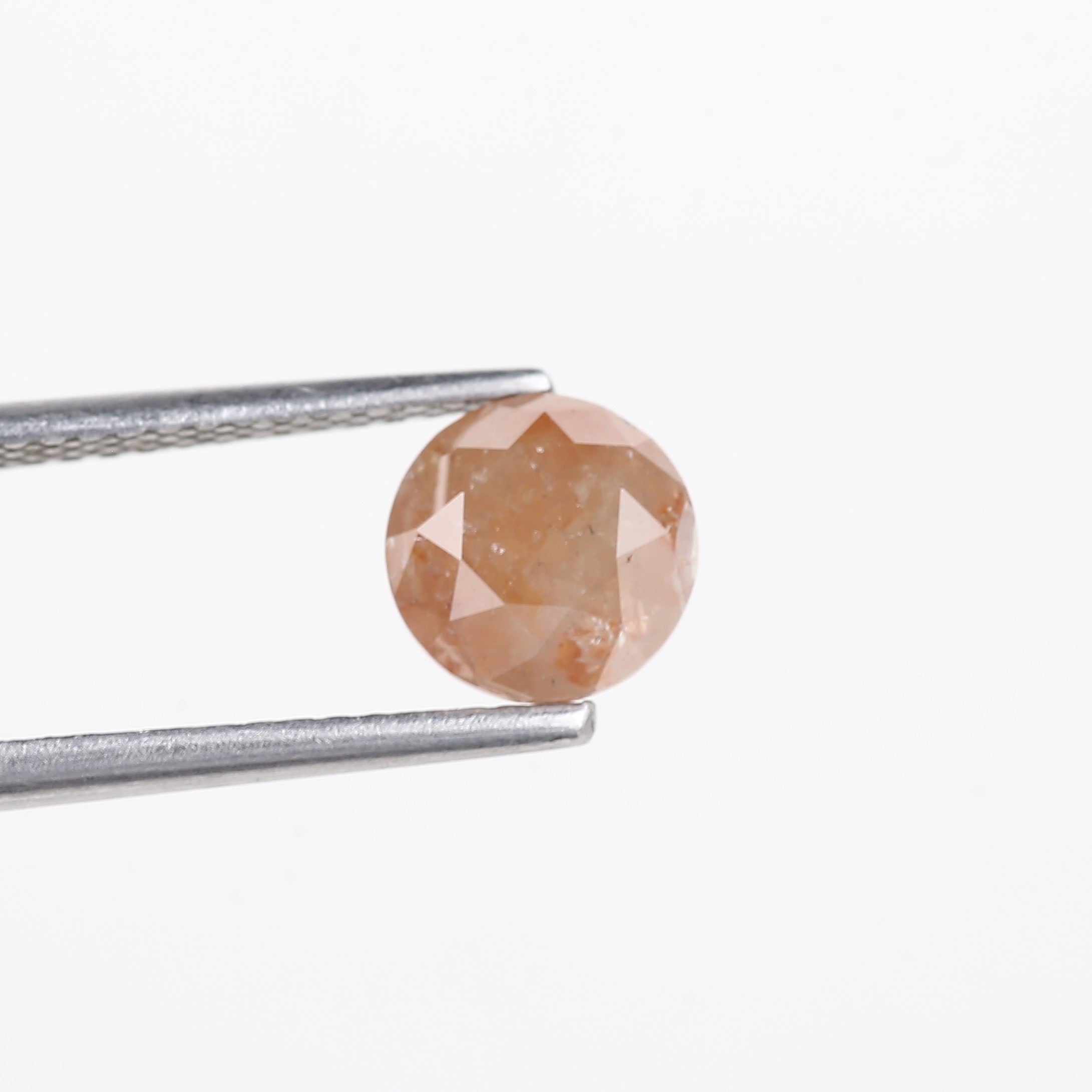 1.55 Carat Natural Salt And Pepper Orange Round Cut Diamond 6.56 MM