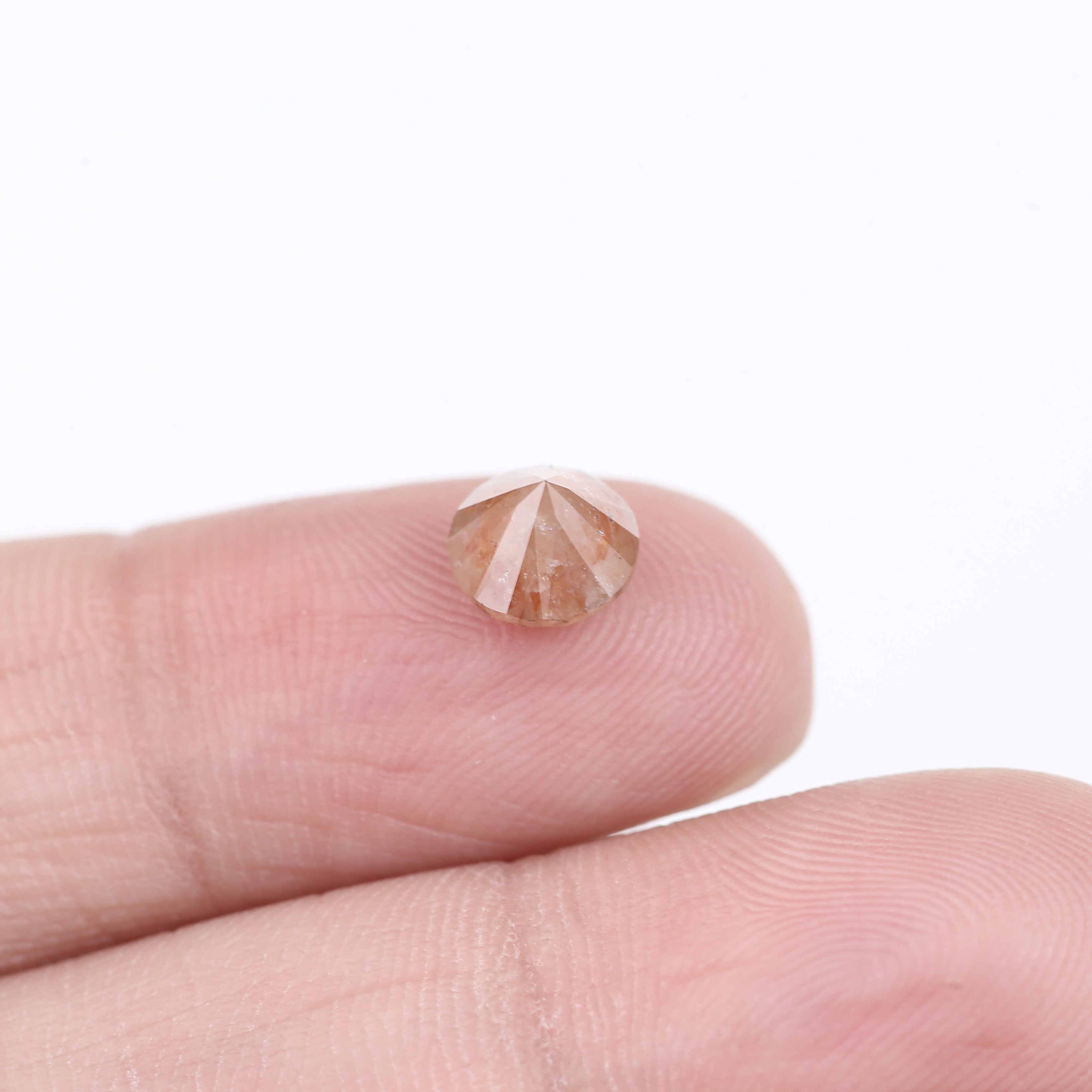 1.55 Carat Natural Salt And Pepper Orange Round Cut Diamond 6.56 MM