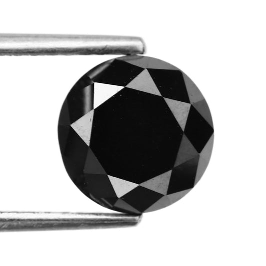 round brilliant cut natural black diamond