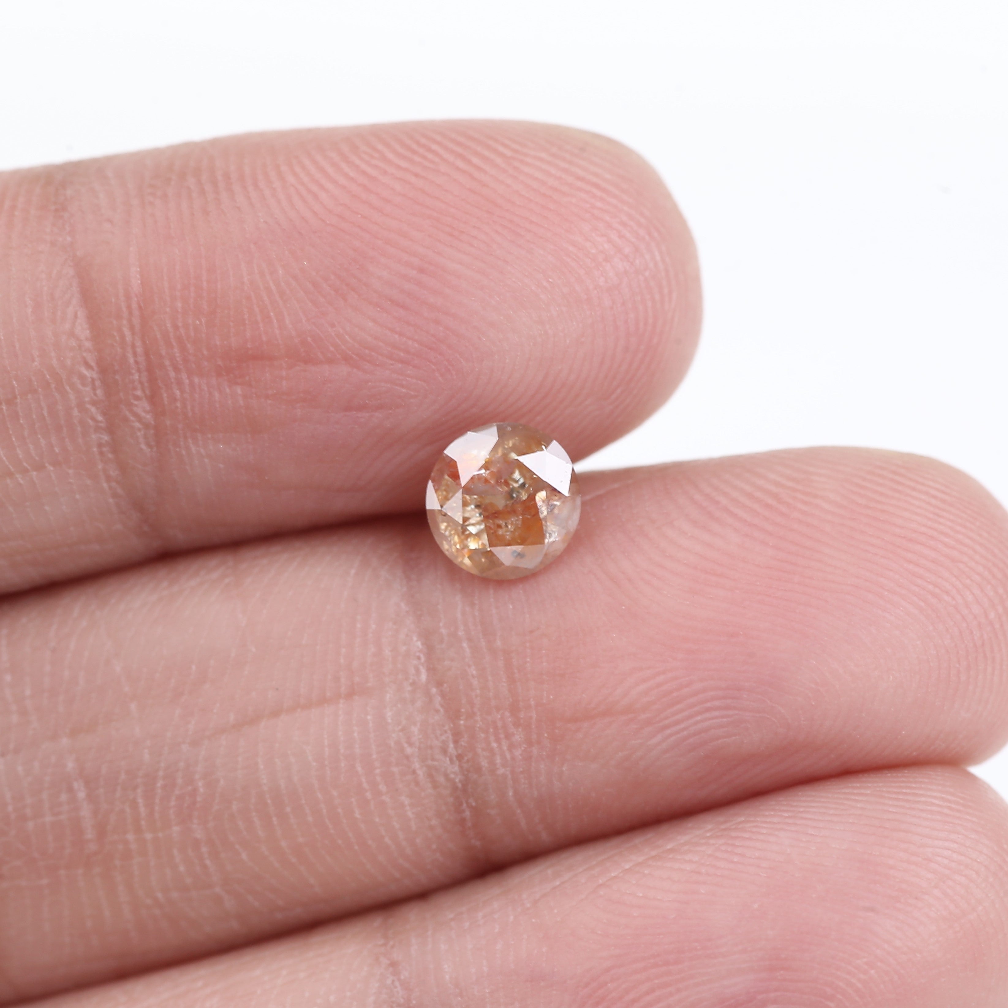 0.83 Carat Natural Peach Orange Salt And Pepper Diamond 5.8 MM