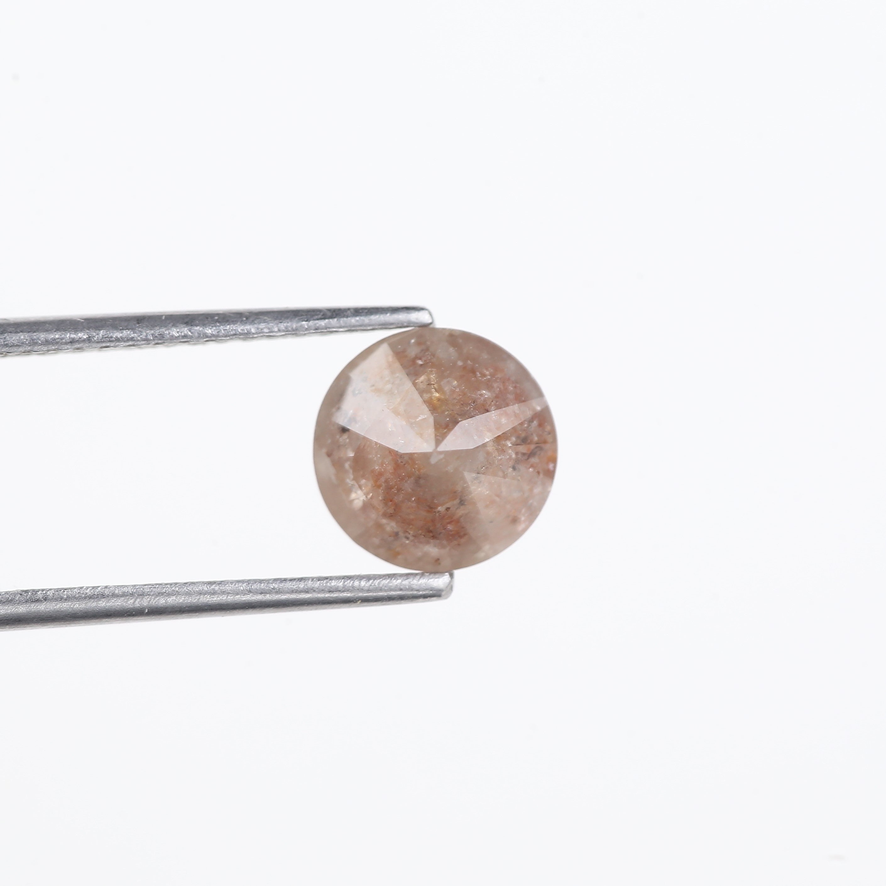 1.89 Carat Natural Peach Pink Round Salt and Pepper Diamond 7.50 MM