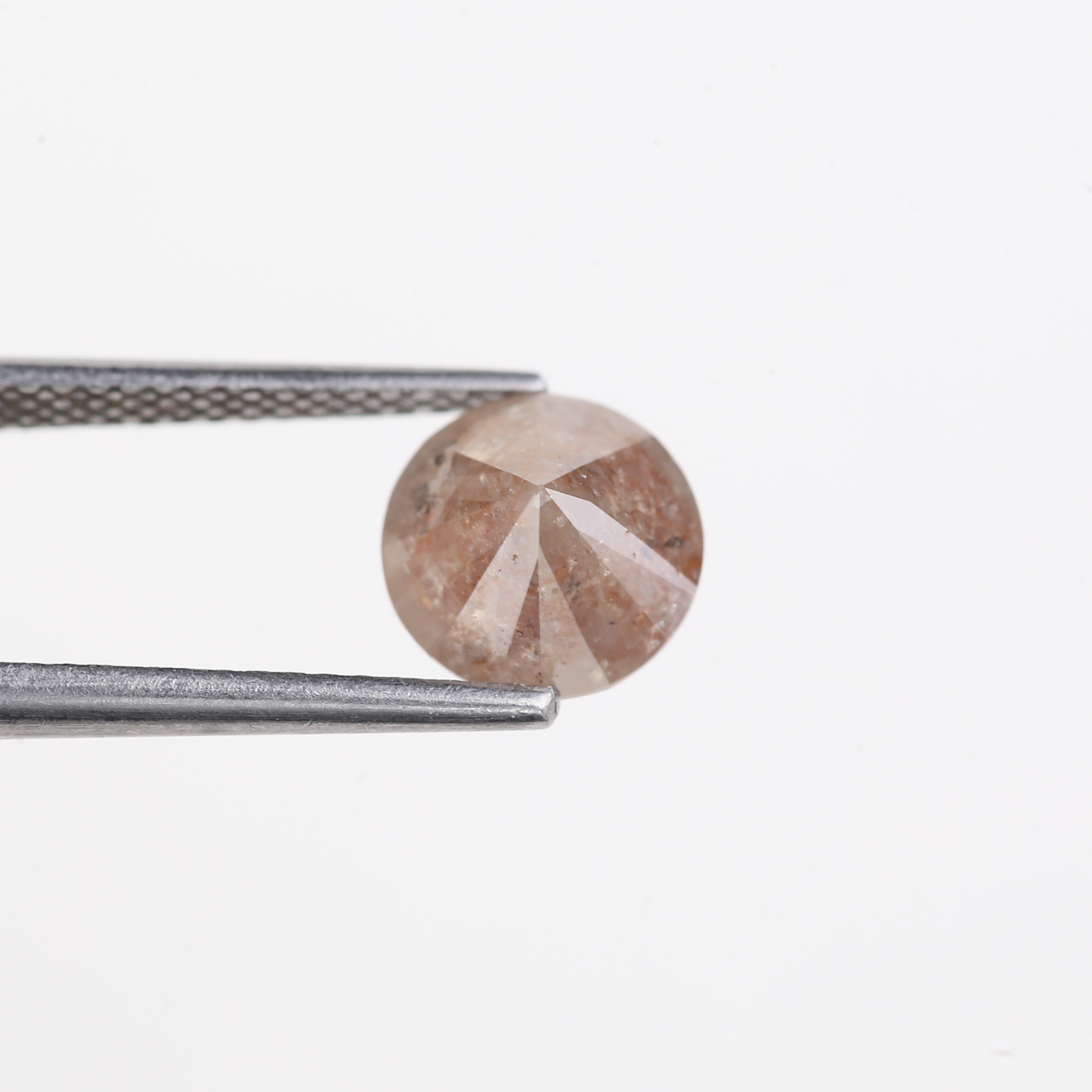 1.89 Carat Natural Peach Pink Round Salt and Pepper Diamond 7.50 MM