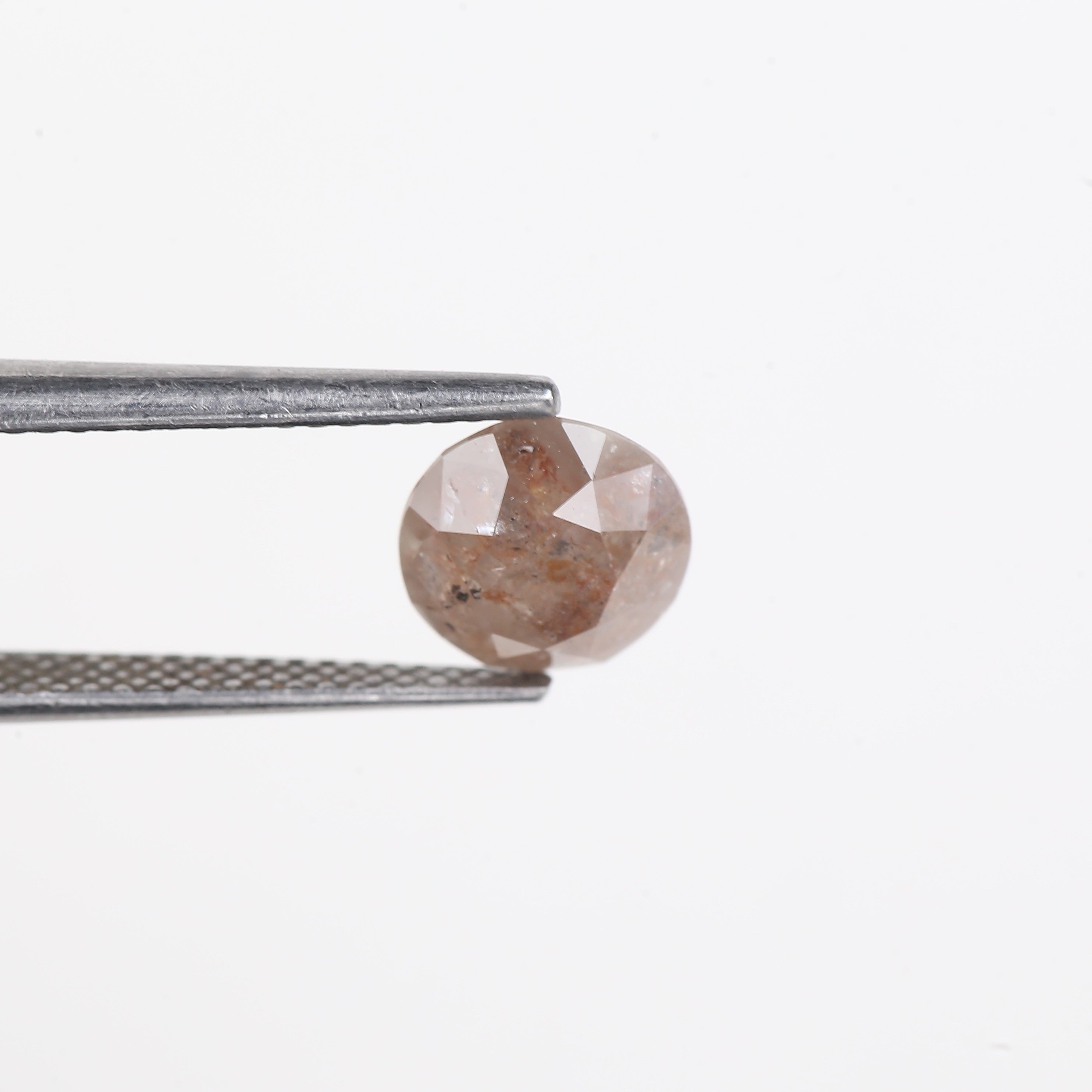 1.89 Carat Natural Peach Pink Round Salt and Pepper Diamond 7.50 MM