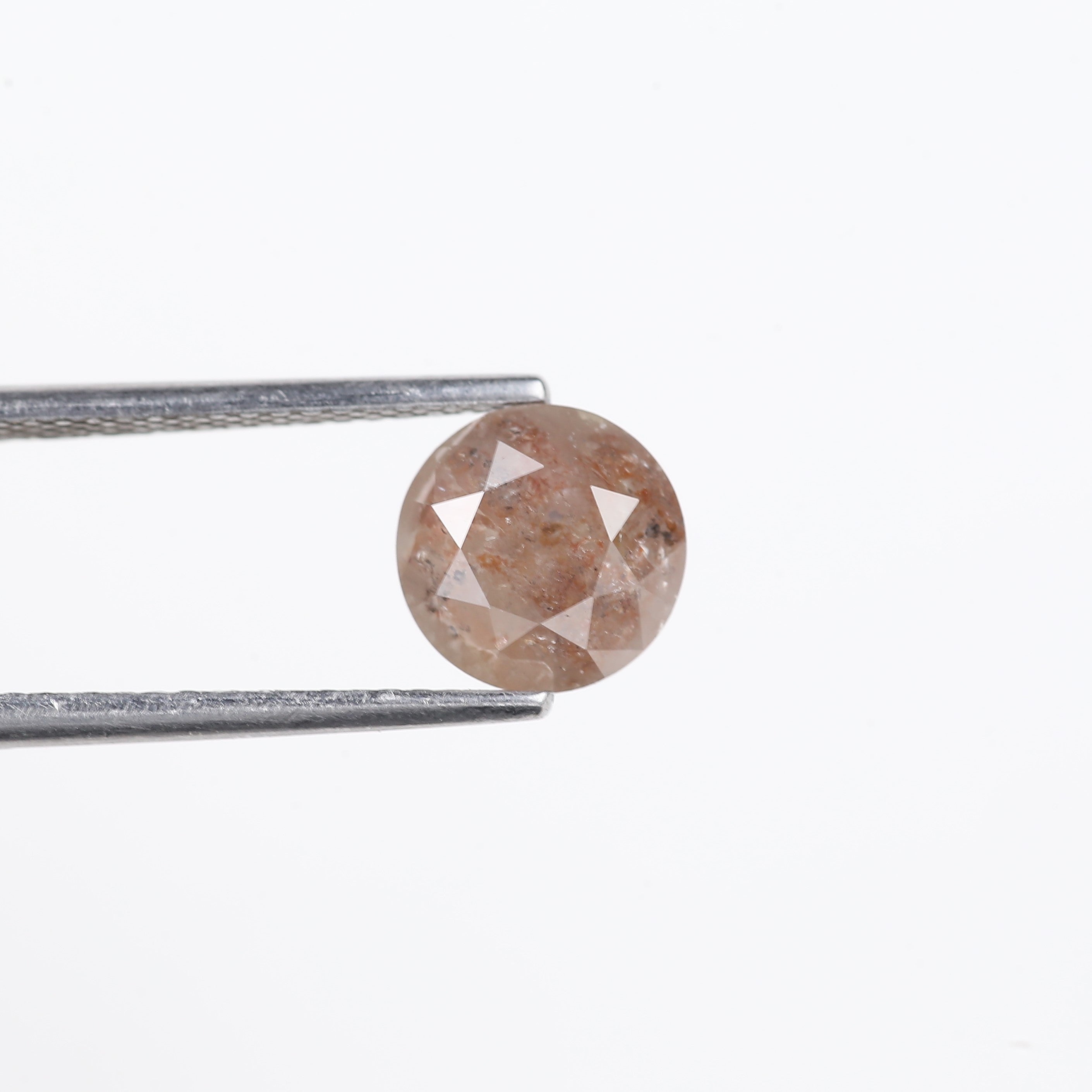 1.89 Carat Natural Peach Pink Round Salt and Pepper Diamond 7.50 MM