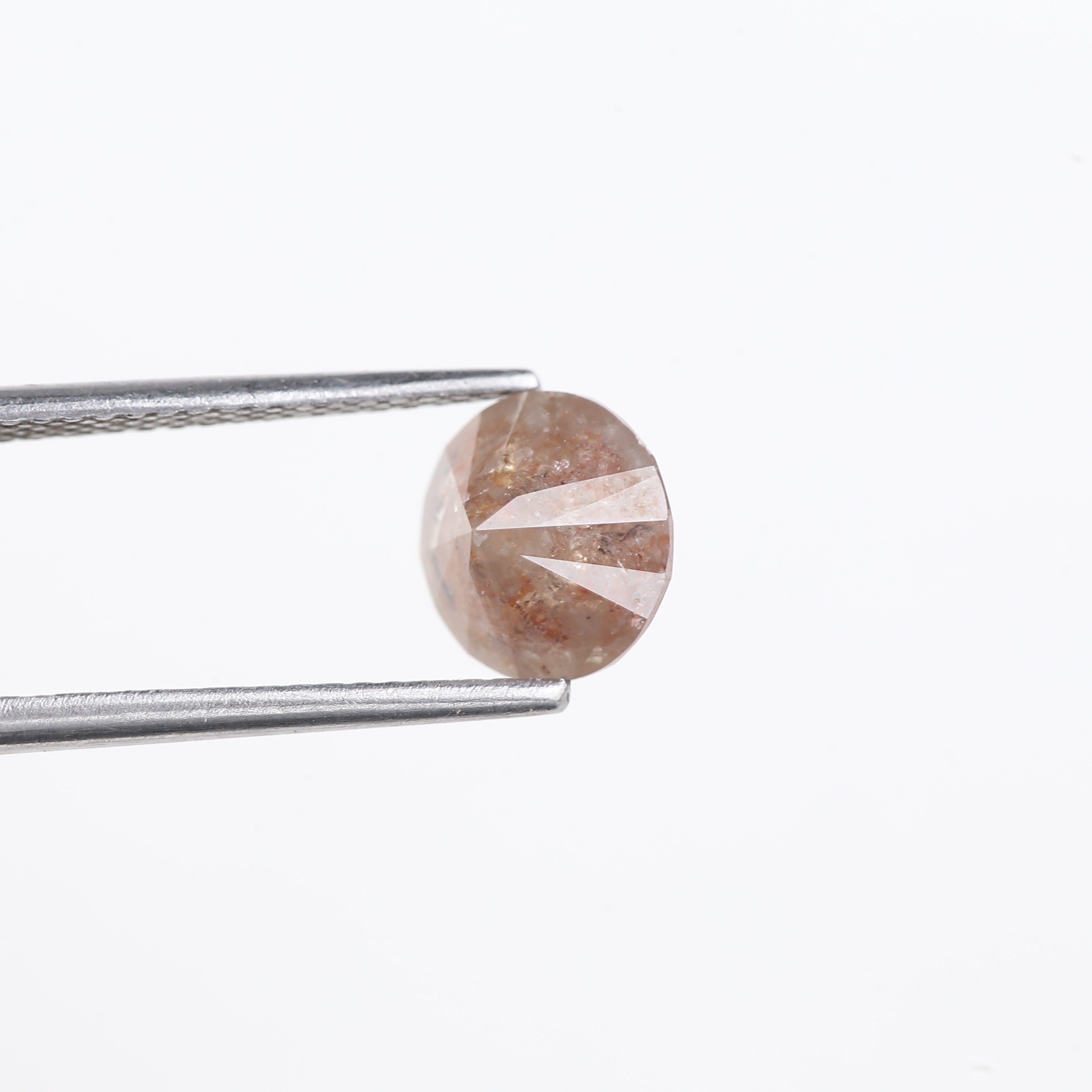 1.89 Carat Natural Peach Pink Round Salt and Pepper Diamond 7.50 MM