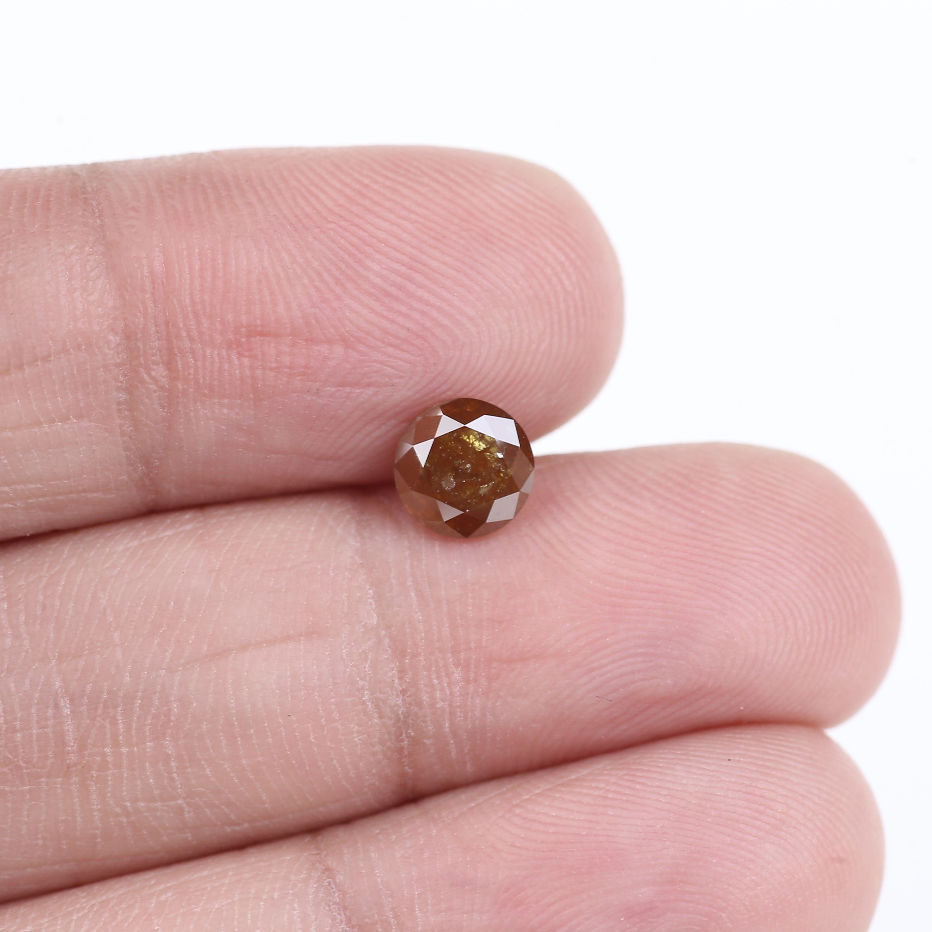 0.91 Carat Natural Orang Brown Round Salt and Pepper Diamond 6 MM