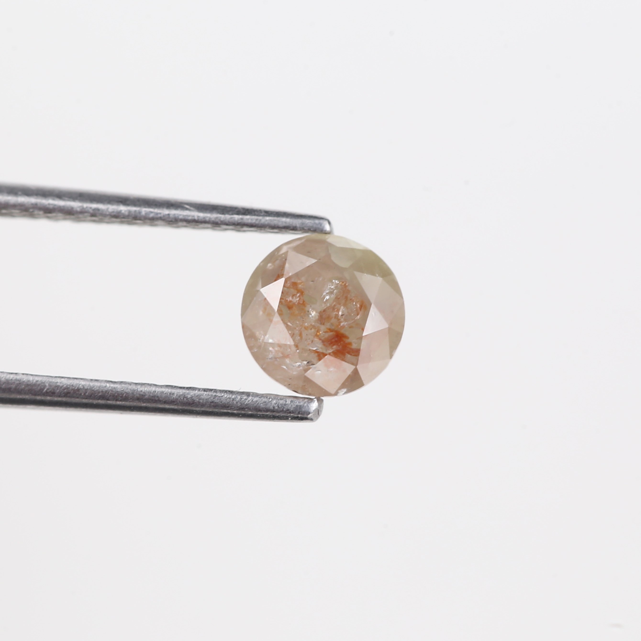0.94 Carat Natural Peach Orange Round Salt and Pepper Diamond 5.83 MM