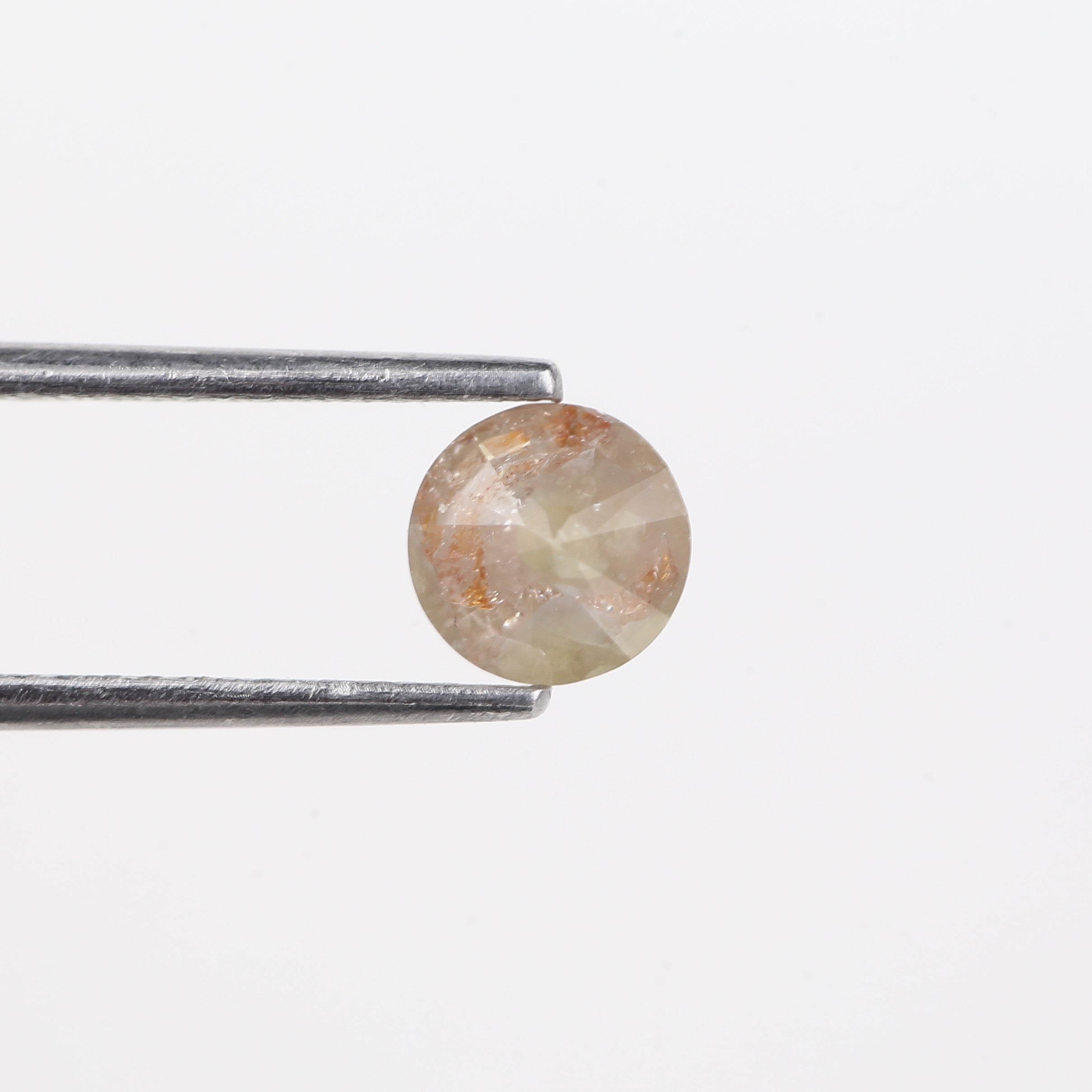 0.94 Carat Natural Peach Orange Round Salt and Pepper Diamond 5.83 MM