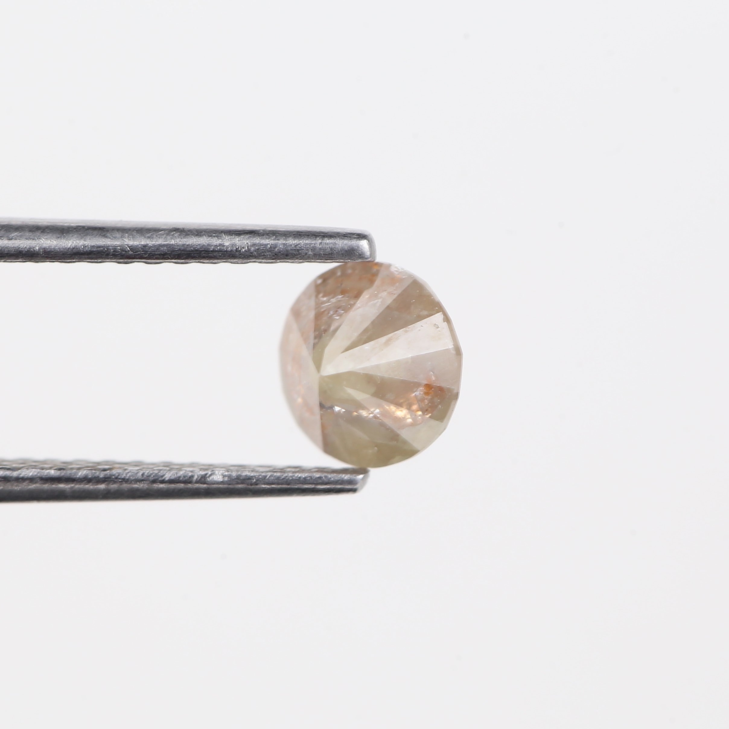 0.94 Carat Natural Peach Orange Round Salt and Pepper Diamond 5.83 MM