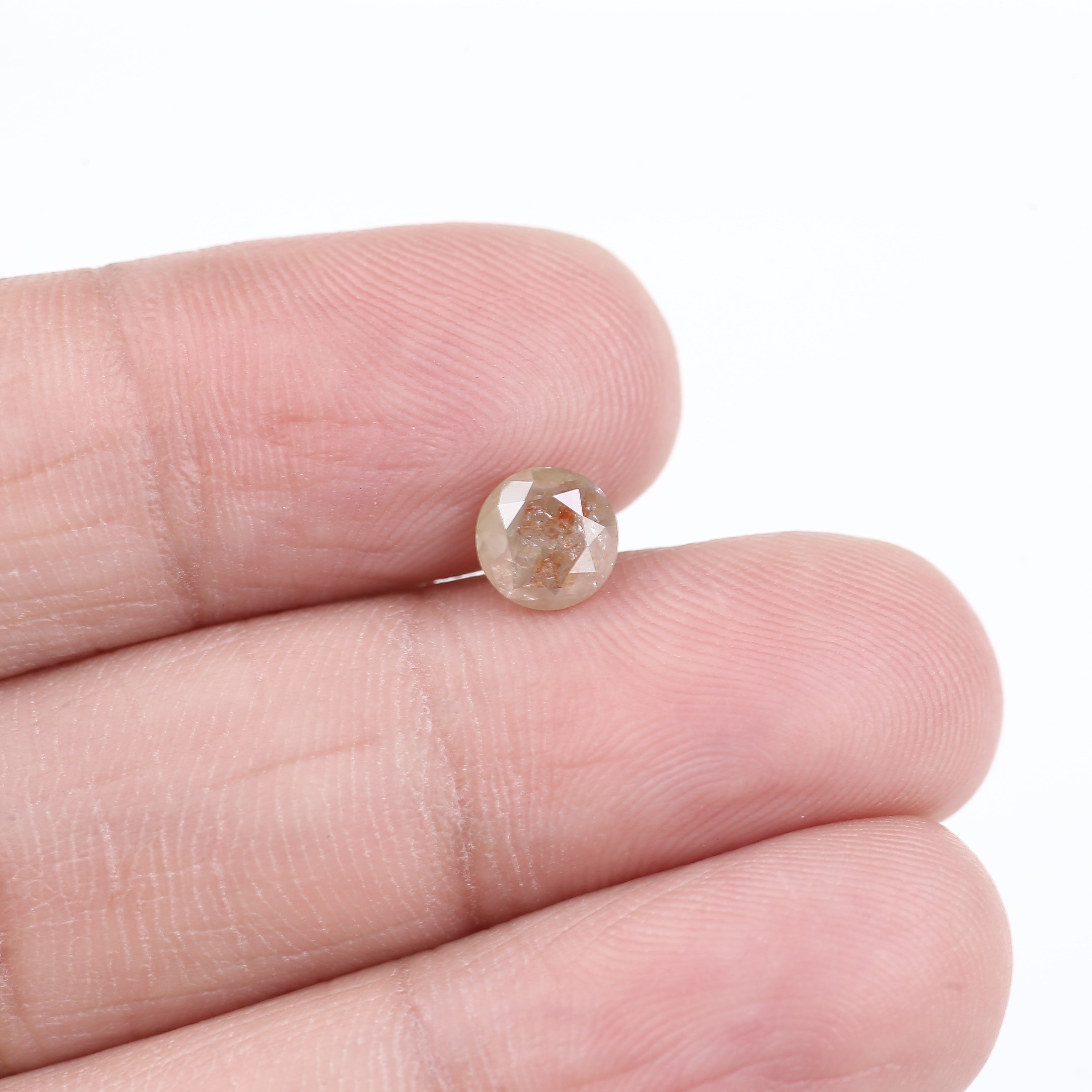 0.94 Carat Natural Peach Orange Round Salt and Pepper Diamond 5.83 MM
