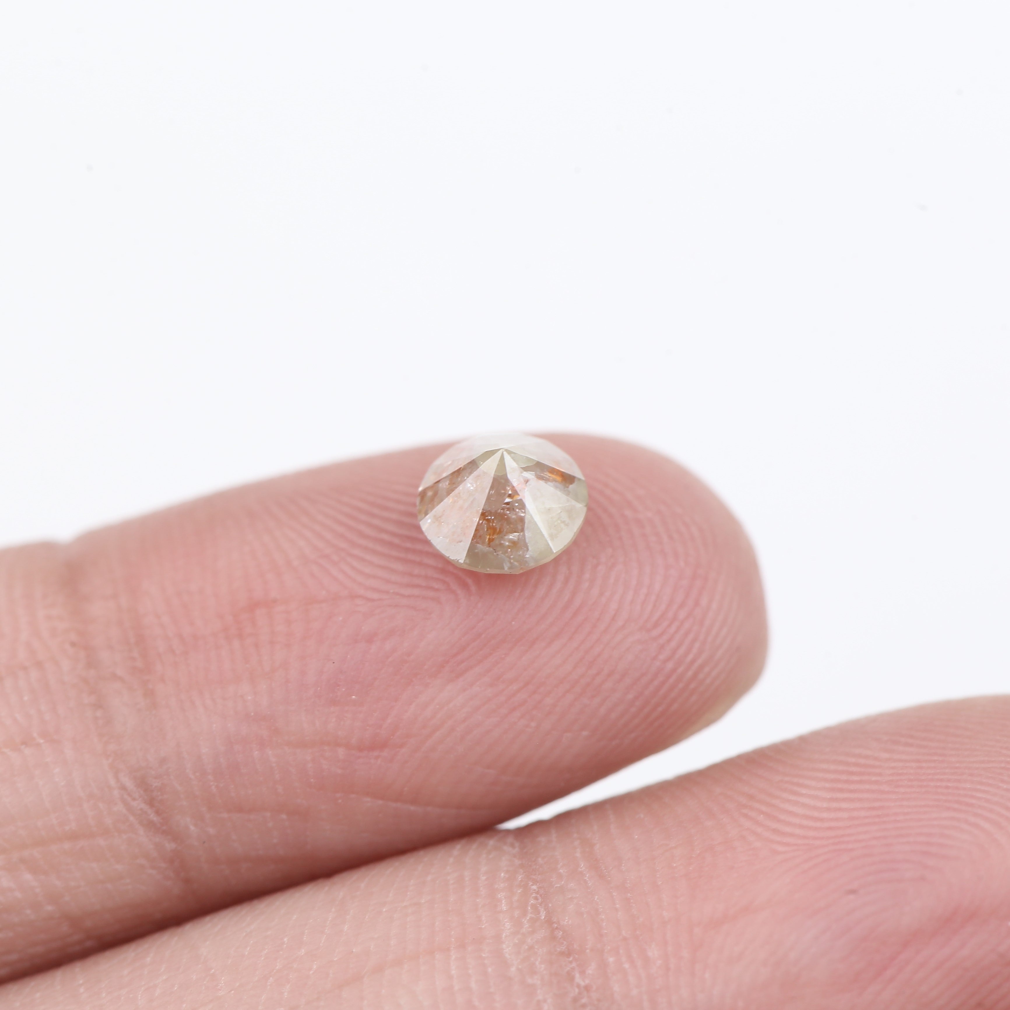 0.94 Carat Natural Peach Orange Round Salt and Pepper Diamond 5.83 MM