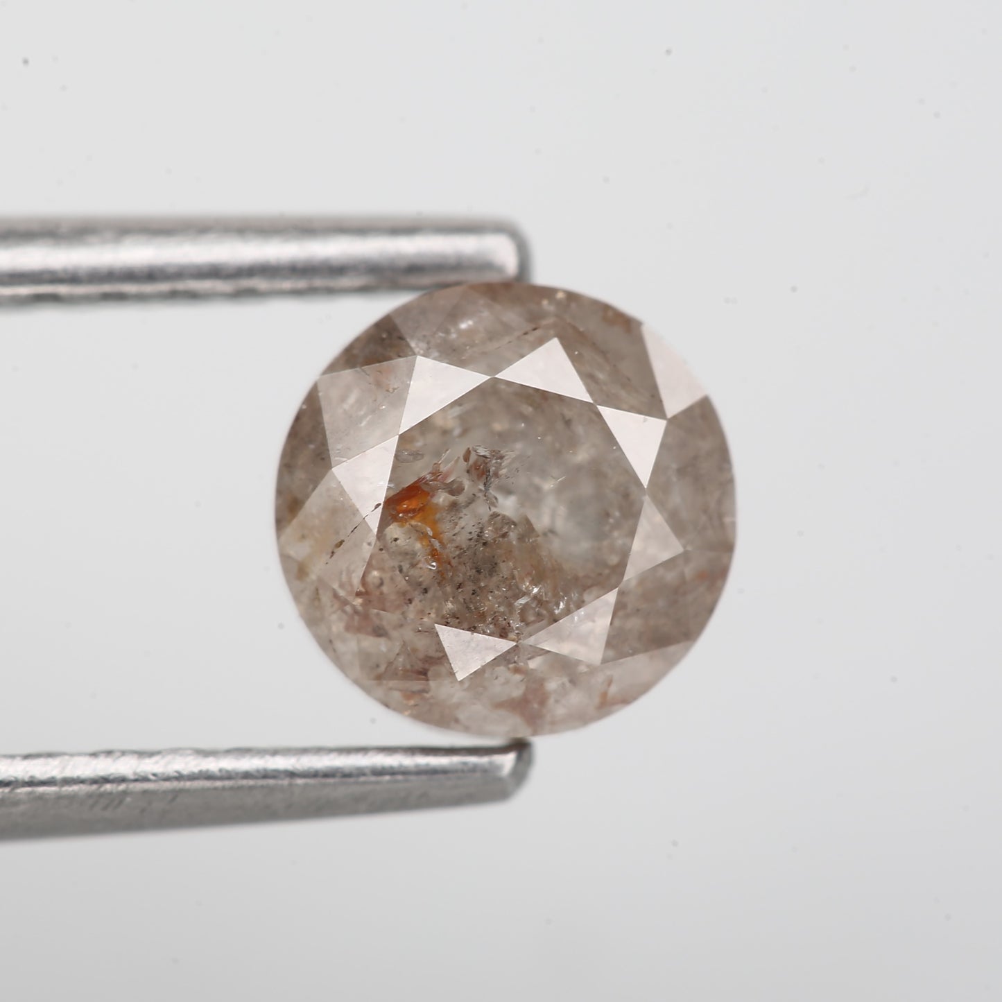 0.80 Carat Natural Peach Gray Round Cut Salt and Pepper Diamond 5.4 MM - Blackdiamond