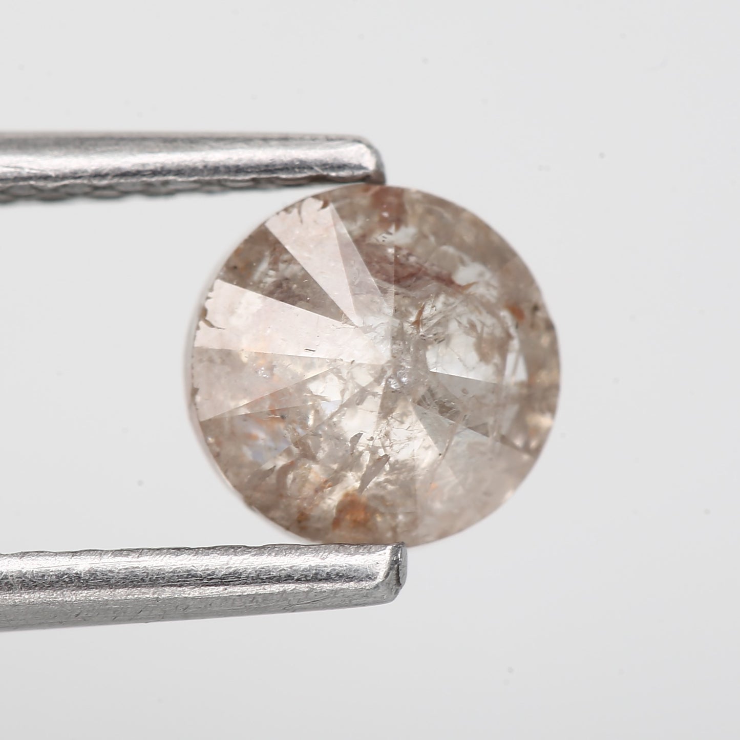 0.80 Carat Natural Peach Gray Round Cut Salt and Pepper Diamond 5.4 MM - Blackdiamond