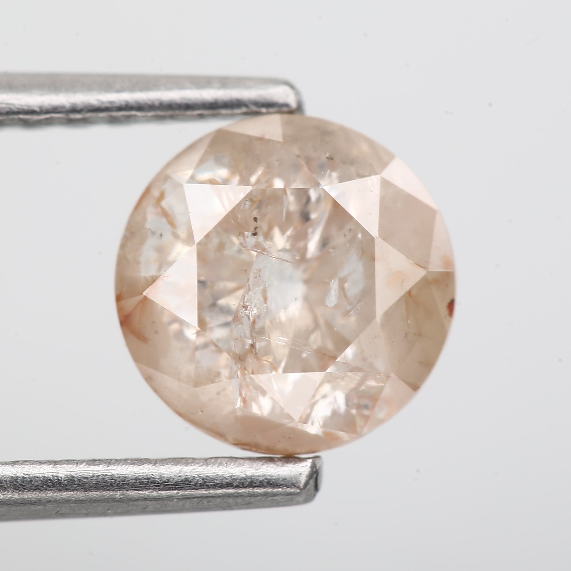 0.98 Carat Natural Peach Pink Round Cut Salt and Pepper Diamond 6.2 MM - Blackdiamond