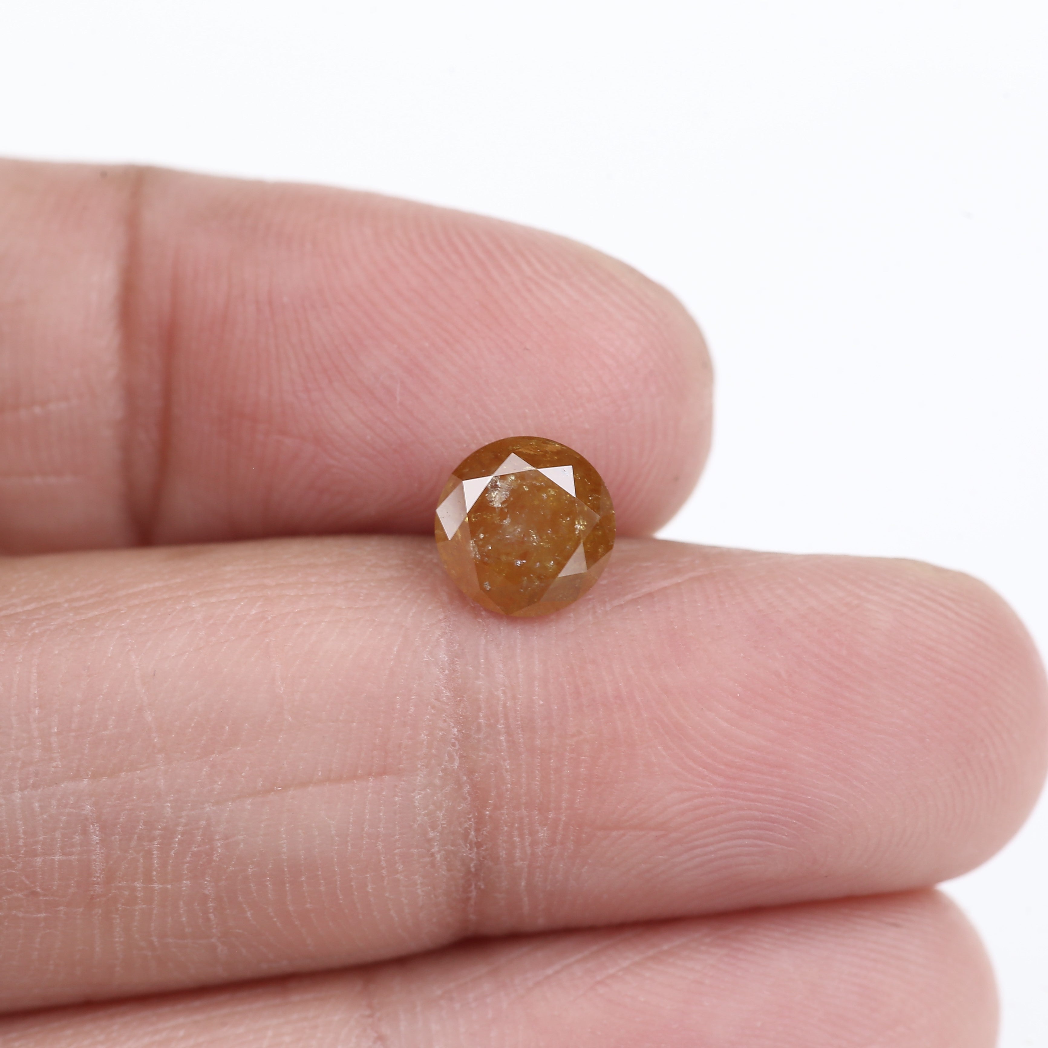 1.36 Carat Natural Yellow Salt And Pepper Round Cut Diamond 6.80 MM