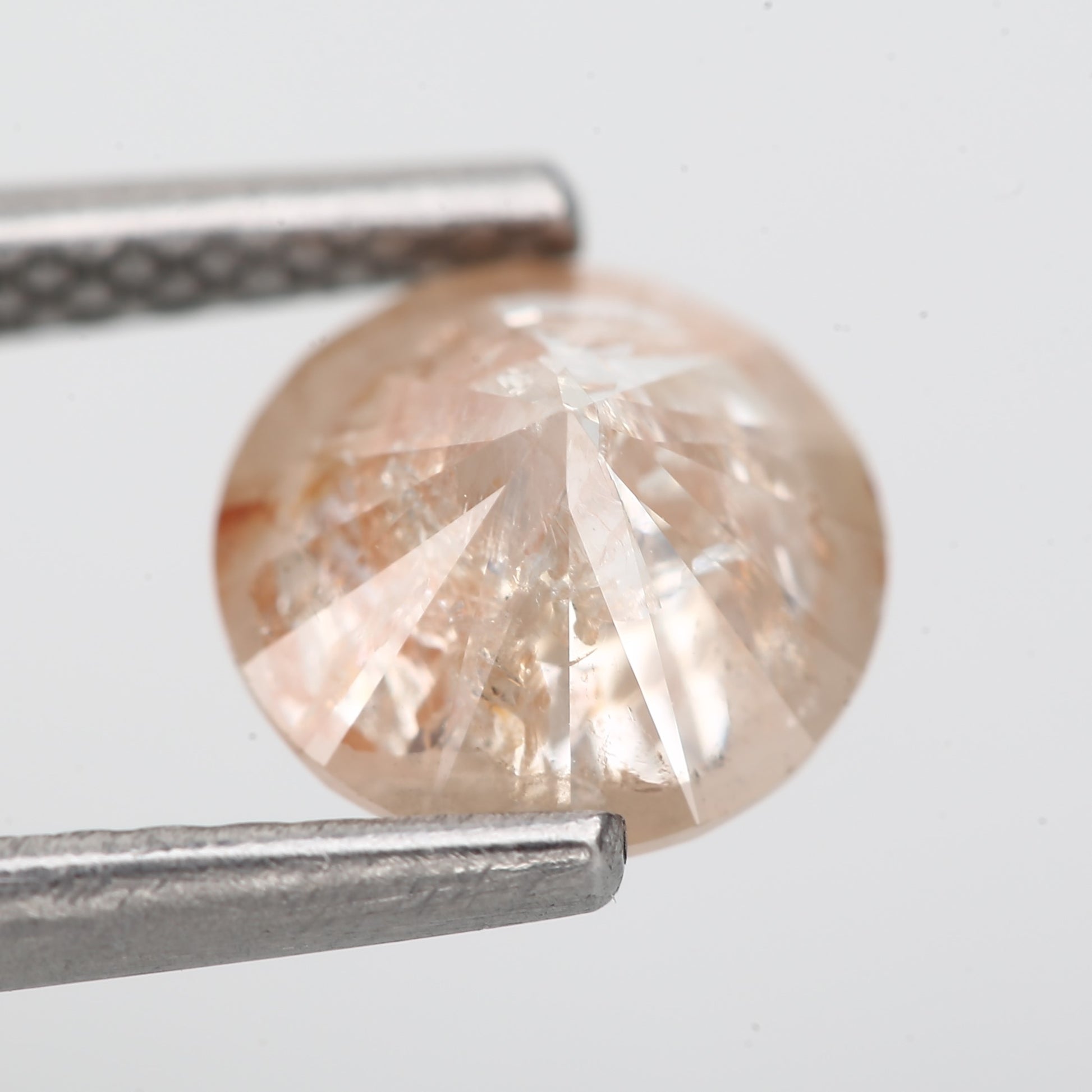 0.98 Carat Natural Peach Pink Round Cut Salt and Pepper Diamond 6.2 MM - Blackdiamond