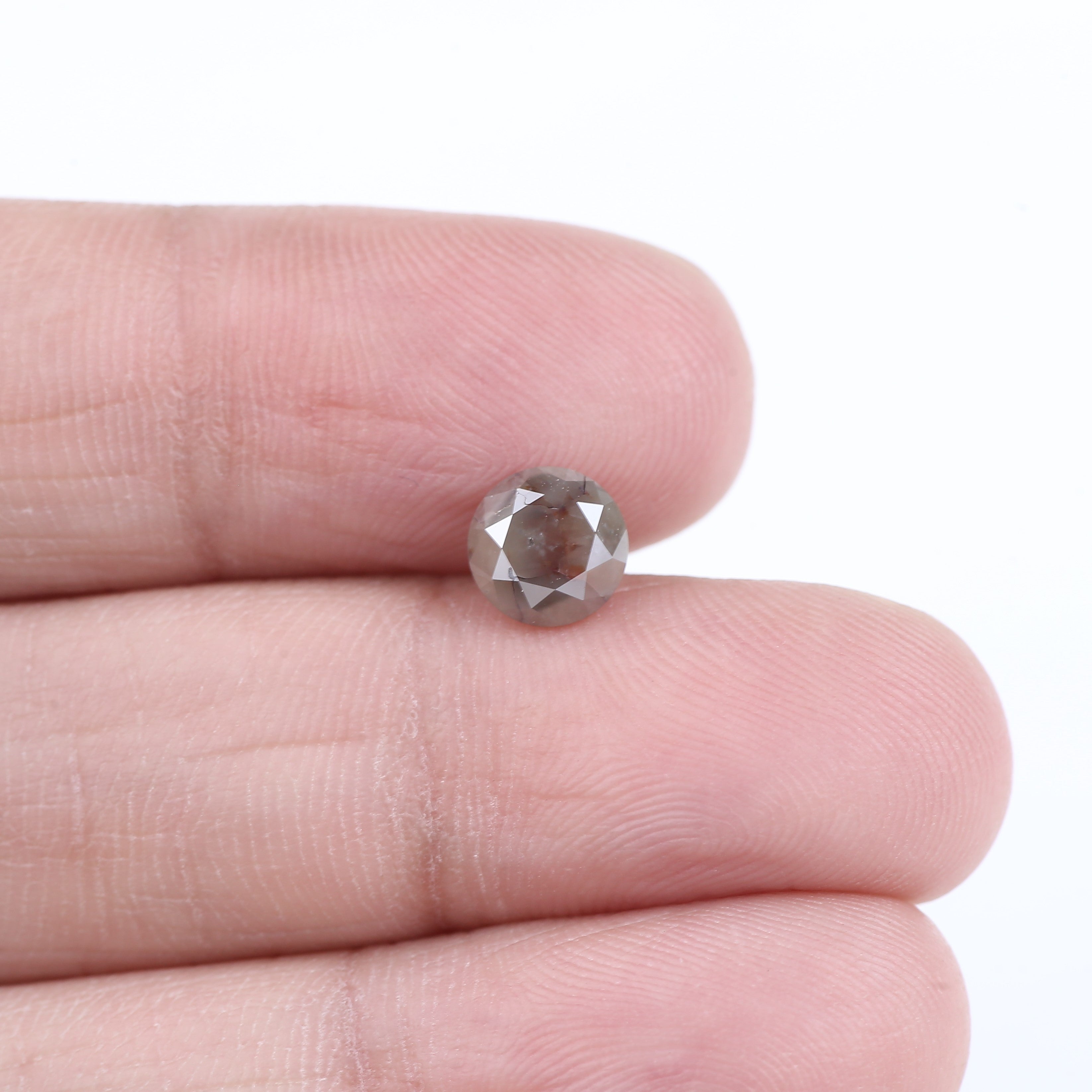 1.36 Carat Natural Brown Gray Salt And Pepper Round Diamond 6.39 MM